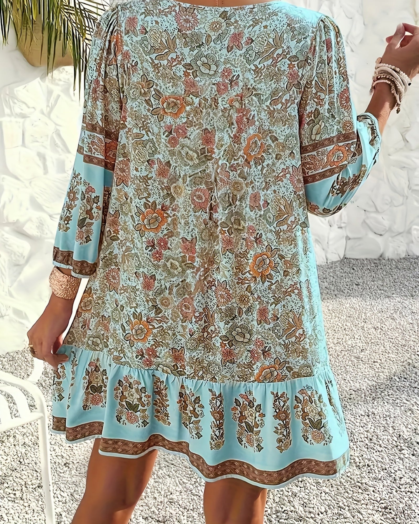 Chloe – Plus Size Boho Floral Mini Dress - Dress - Boho Style