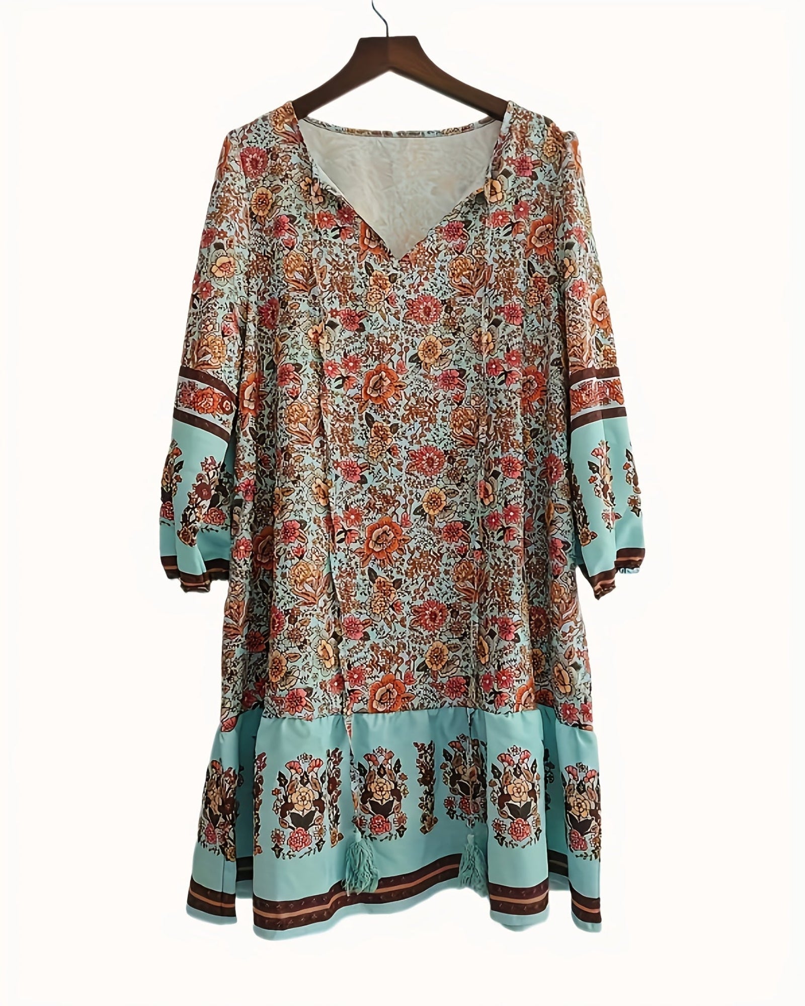 Chloe – Plus Size Boho Floral Mini Dress - Dress - Boho Style
