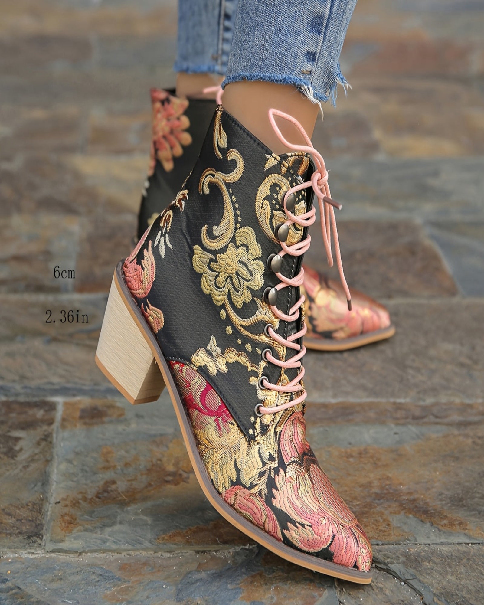 Clara – Chic Boho Floral Chelsea Boots with Chunky Heel - Boots - Boho Style
