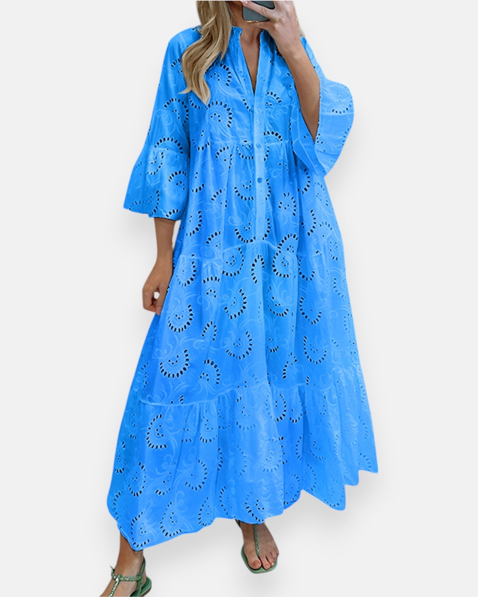 Cressida – Ethereal Eyelet Cotton Boho Maxi Dress - Dresses - Boho Style