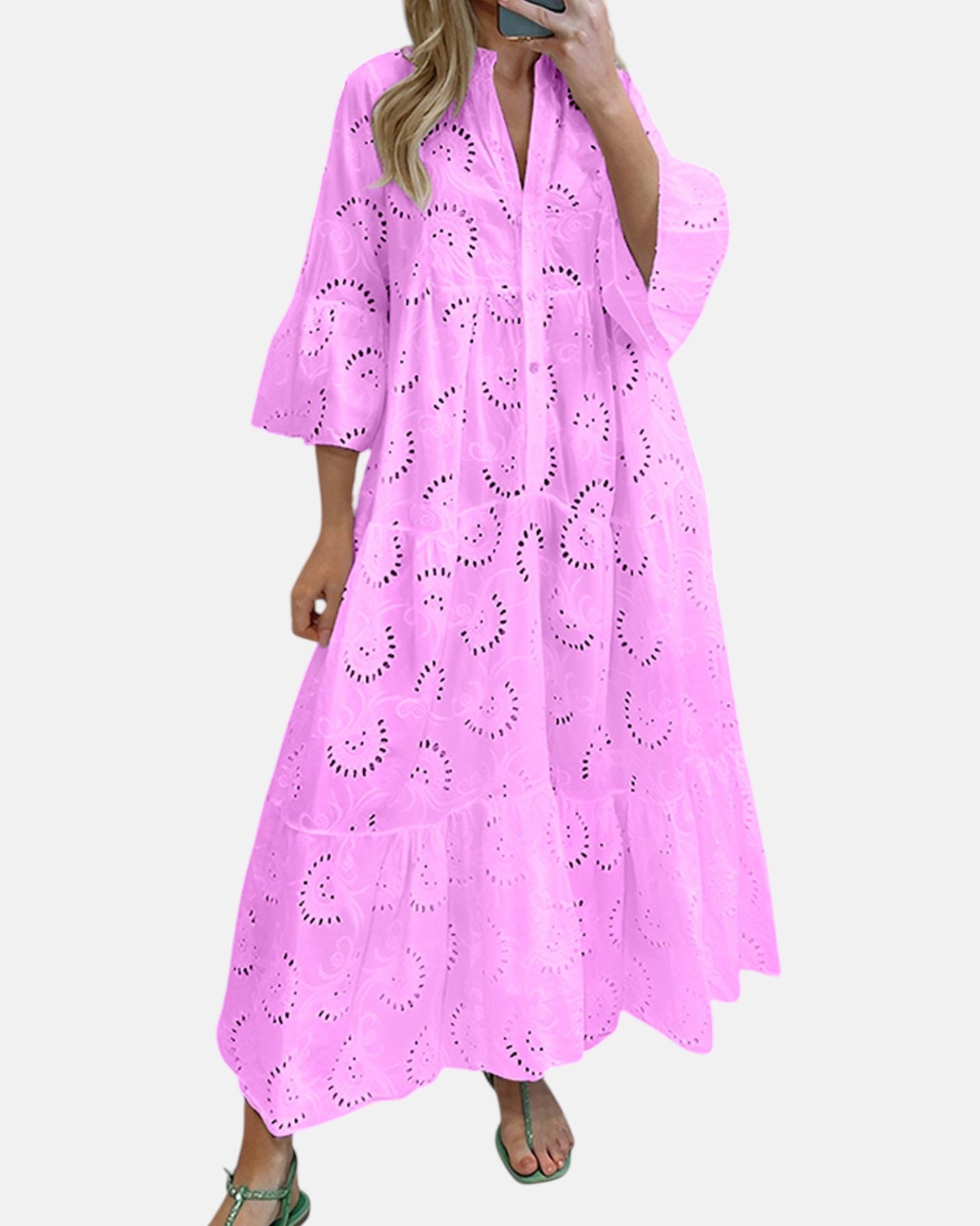 Cressida – Ethereal Eyelet Cotton Boho Maxi Dress - Dresses - Boho Style