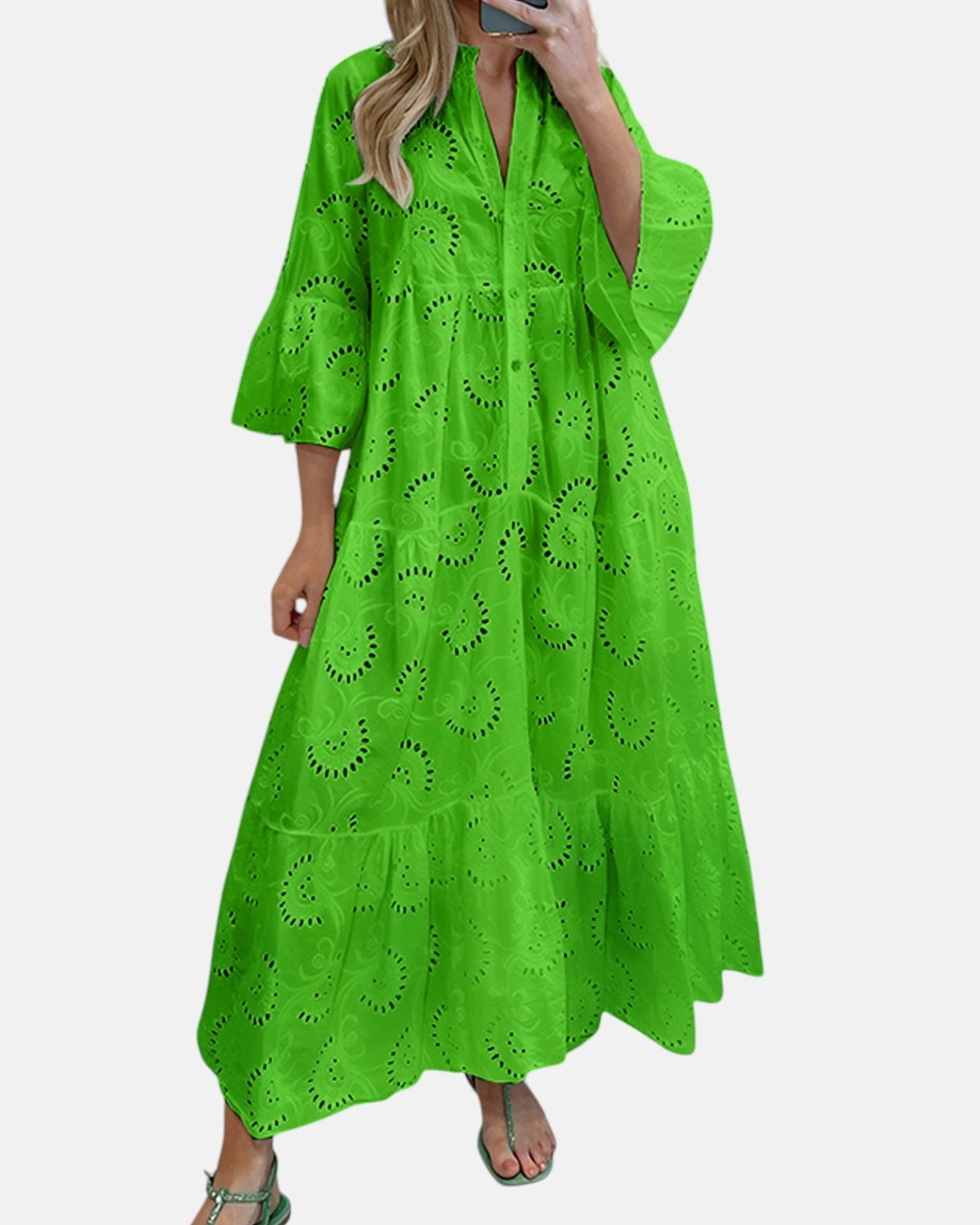 Cressida – Ethereal Eyelet Cotton Boho Maxi Dress - Dresses - Boho Style