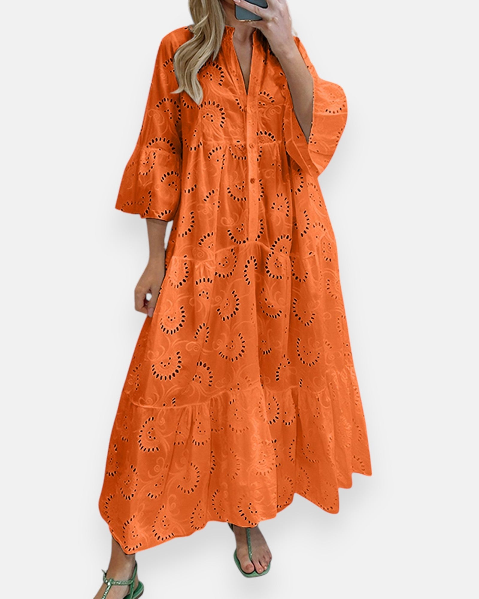 Cressida – Ethereal Eyelet Cotton Boho Maxi Dress - Dresses - Boho Style