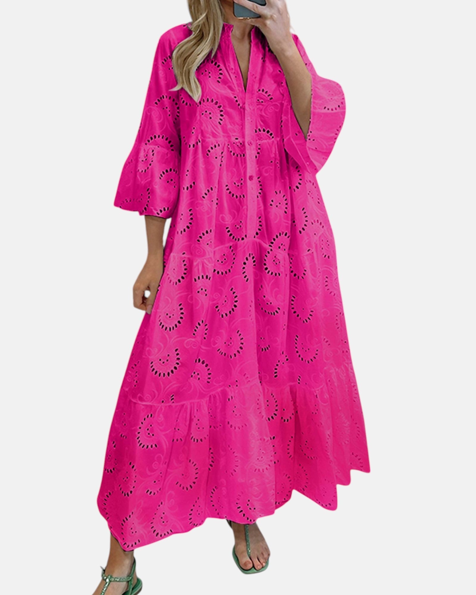 Cressida – Ethereal Eyelet Cotton Boho Maxi Dress - Dresses - Boho Style