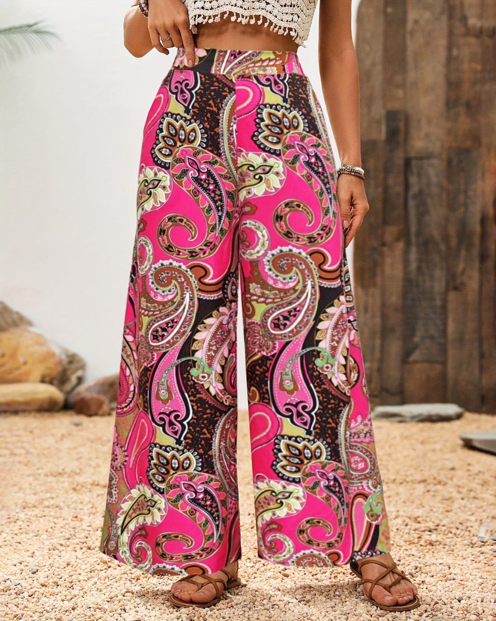Delphi– Boho Lightweight High - Waisted Wide - Leg Trousers - Trouser - Boho Style