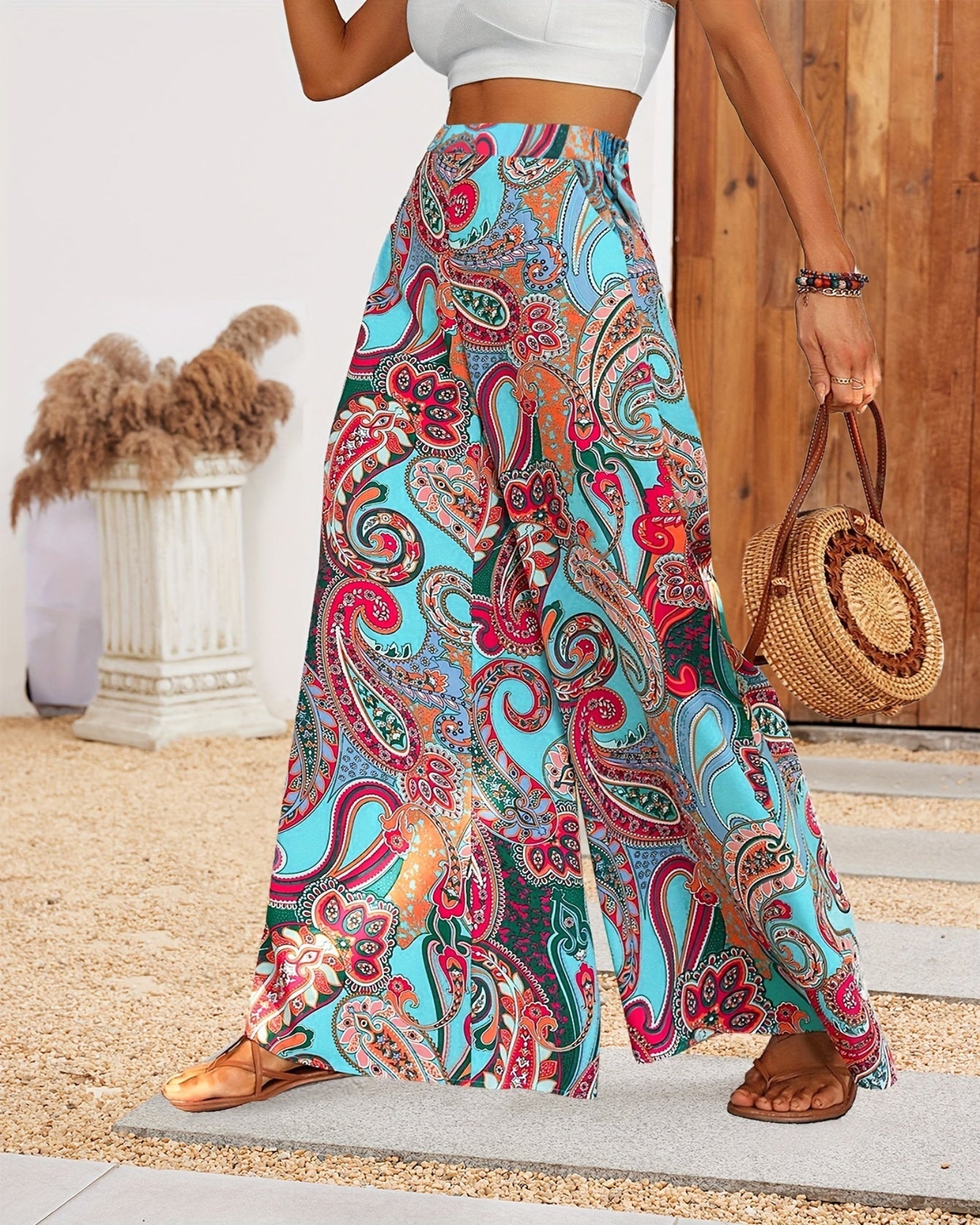 Delphi– Boho Lightweight High - Waisted Wide - Leg Trousers - Trouser - Boho Style