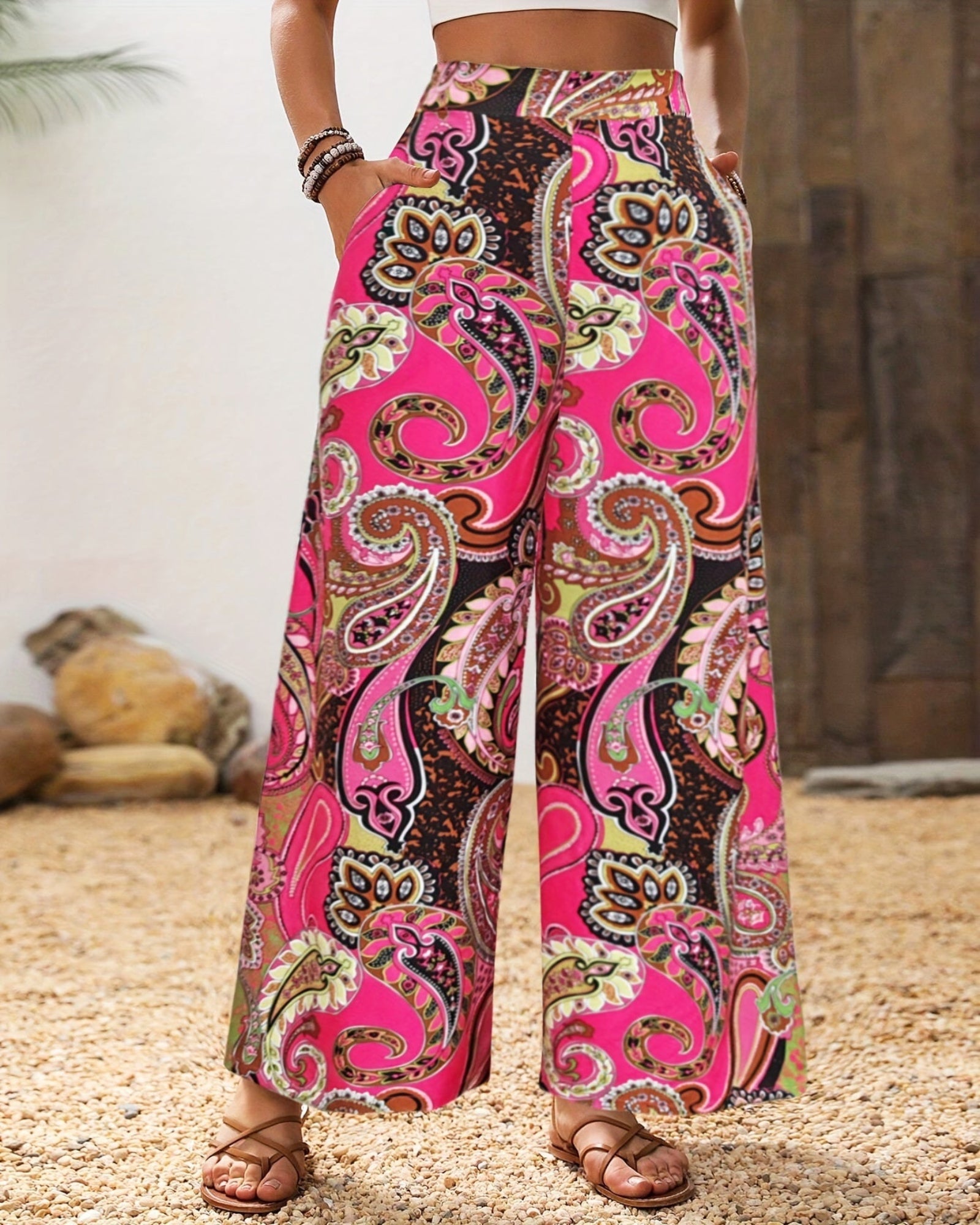 Delphi– Boho Lightweight High - Waisted Wide - Leg Trousers - Trouser - Boho Style