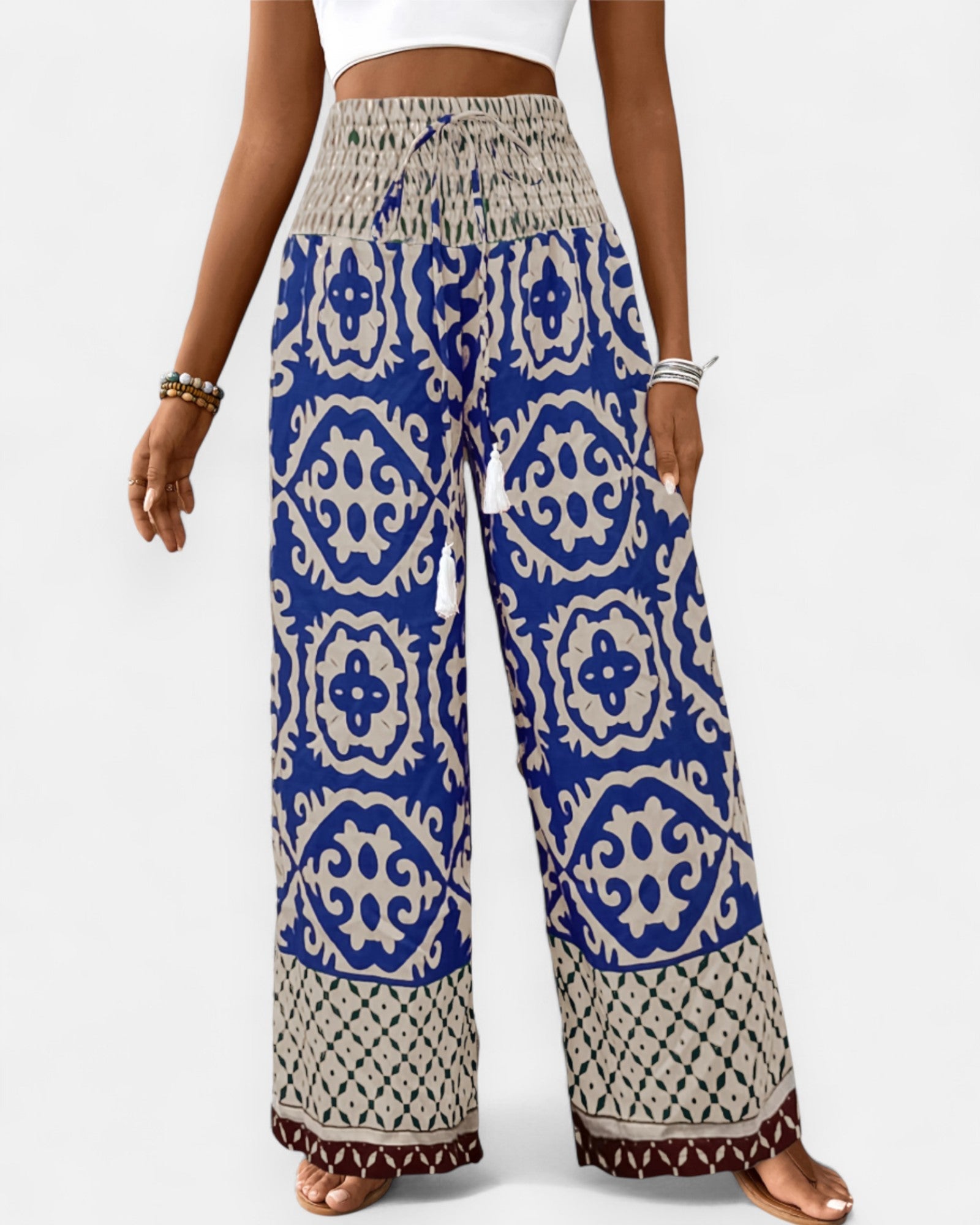 Eden – Boho Chic Wide - Leg Trousers in Vibrant Print - Trouser - Boho Style