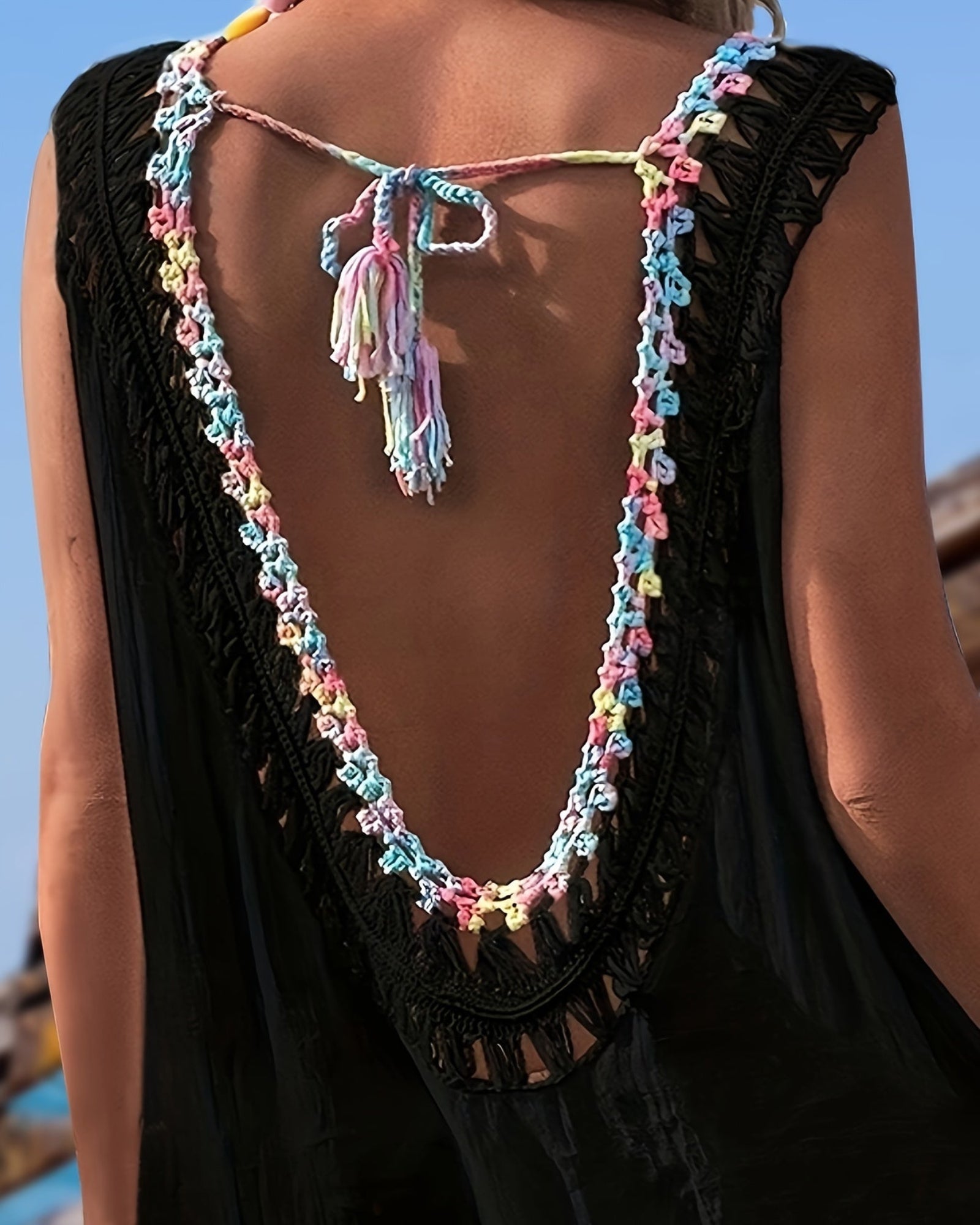 Elani – Colourful Crochet Backless Boho Cover - Up Dress - Cover Up - Boho Style