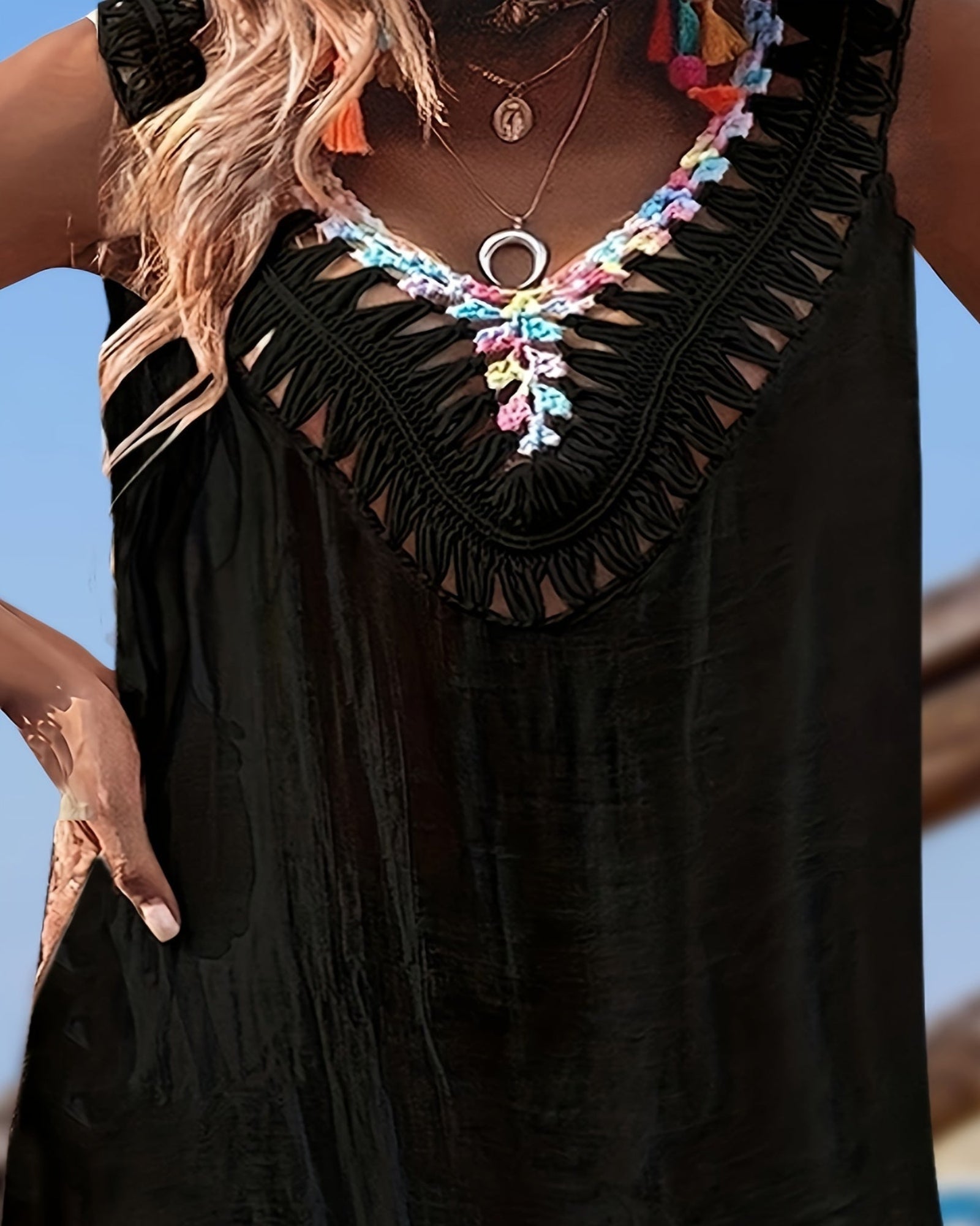 Elani – Colourful Crochet Backless Boho Cover - Up Dress - Cover Up - Boho Style