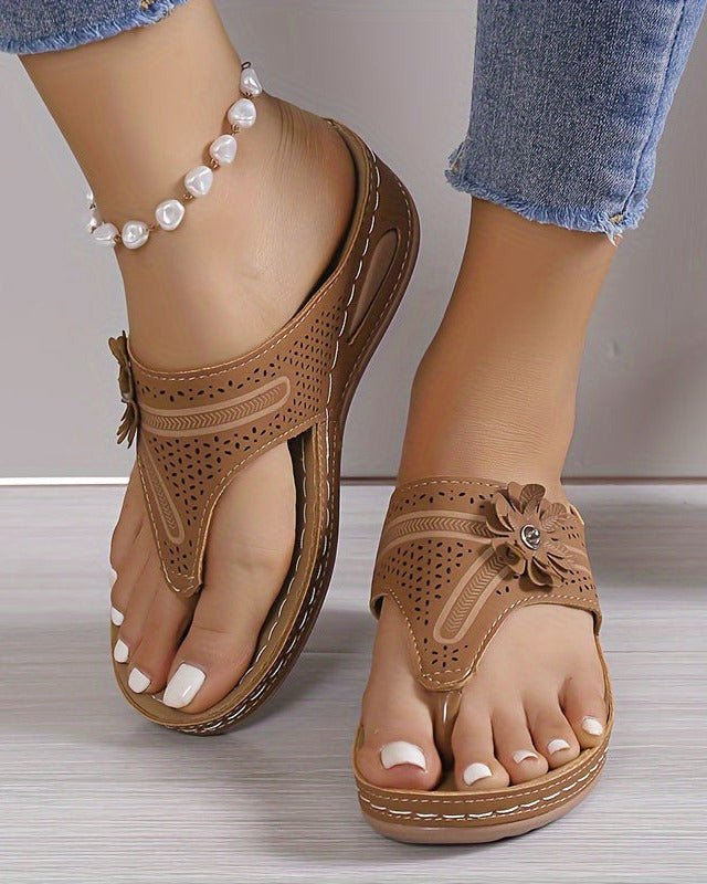 Elena – Boho Wedge Heel Flip Flops - Sandals - Boho Style