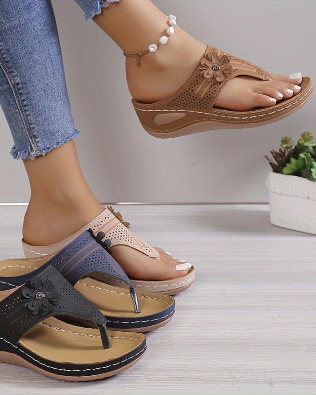 Elena – Boho Wedge Heel Flip Flops - Sandals - Boho Style