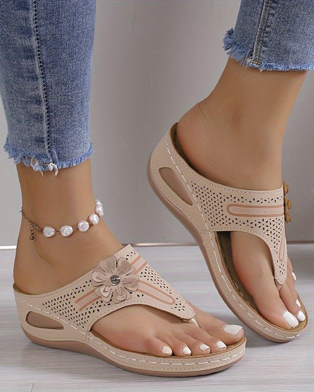 Elena – Boho Wedge Heel Flip Flops - Sandals - Boho Style