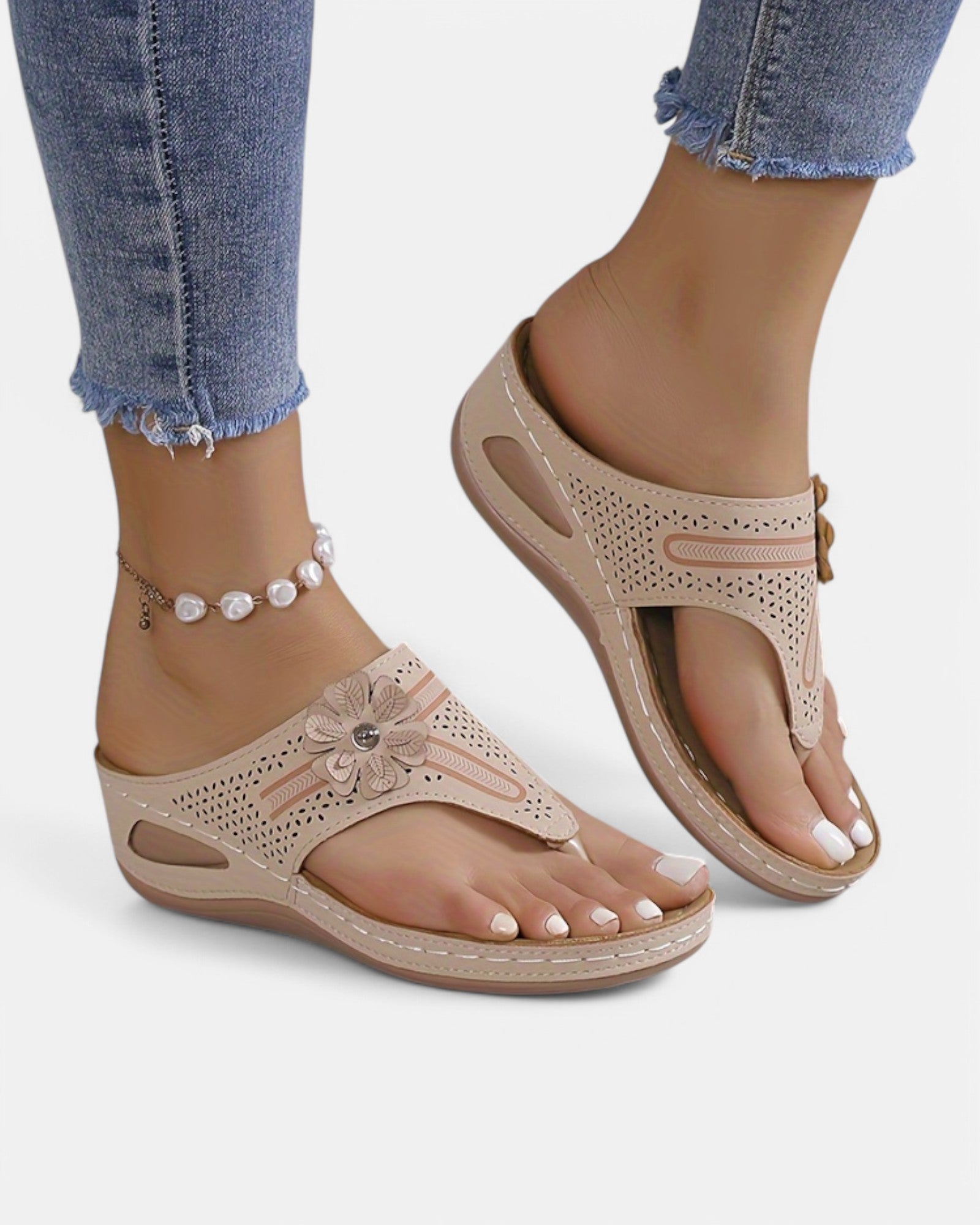 Elena – Boho Wedge Heel Flip Flops - Sandals - Boho Style