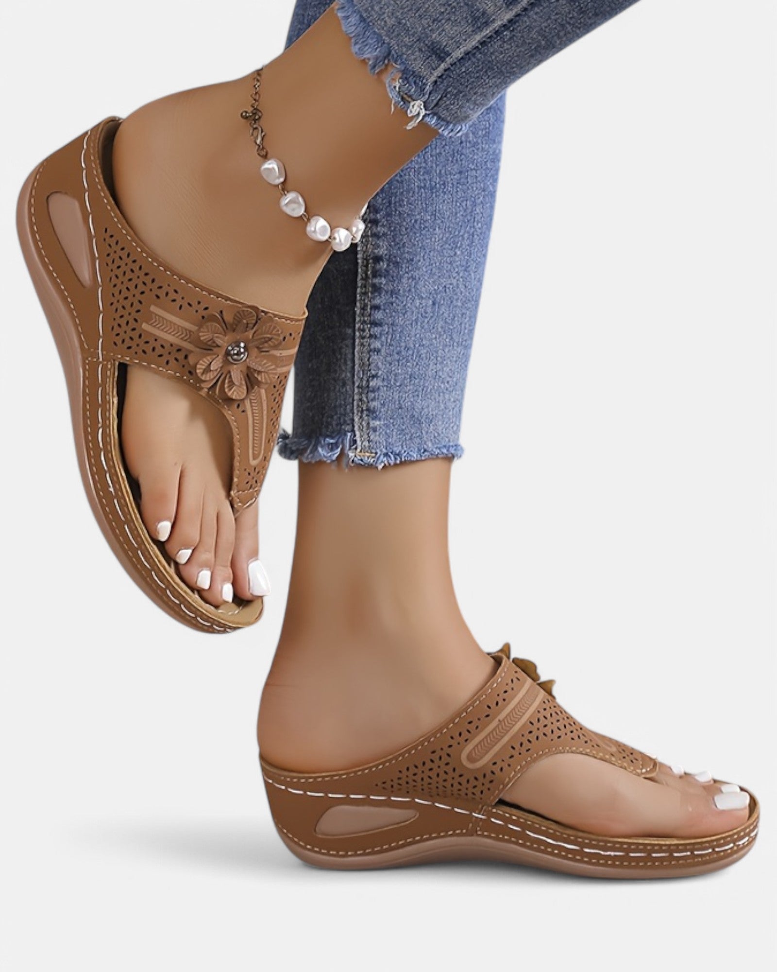 Elena – Boho Wedge Heel Flip Flops - Sandals - Boho Style