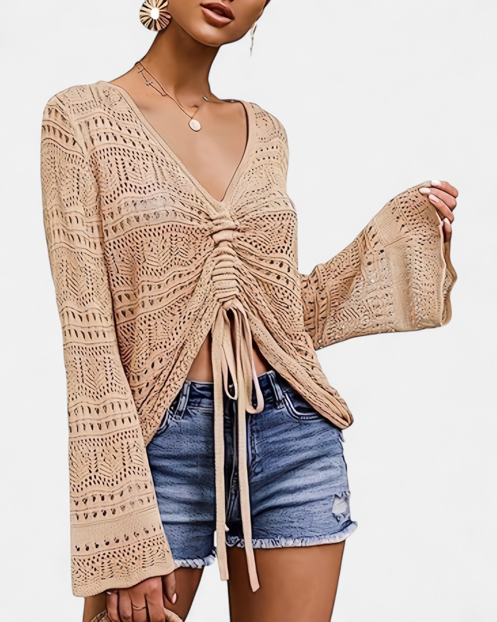 Elena – Lightweight Boho V - Neck Shirt with Flared Sleeves - Shirt - Boho Style