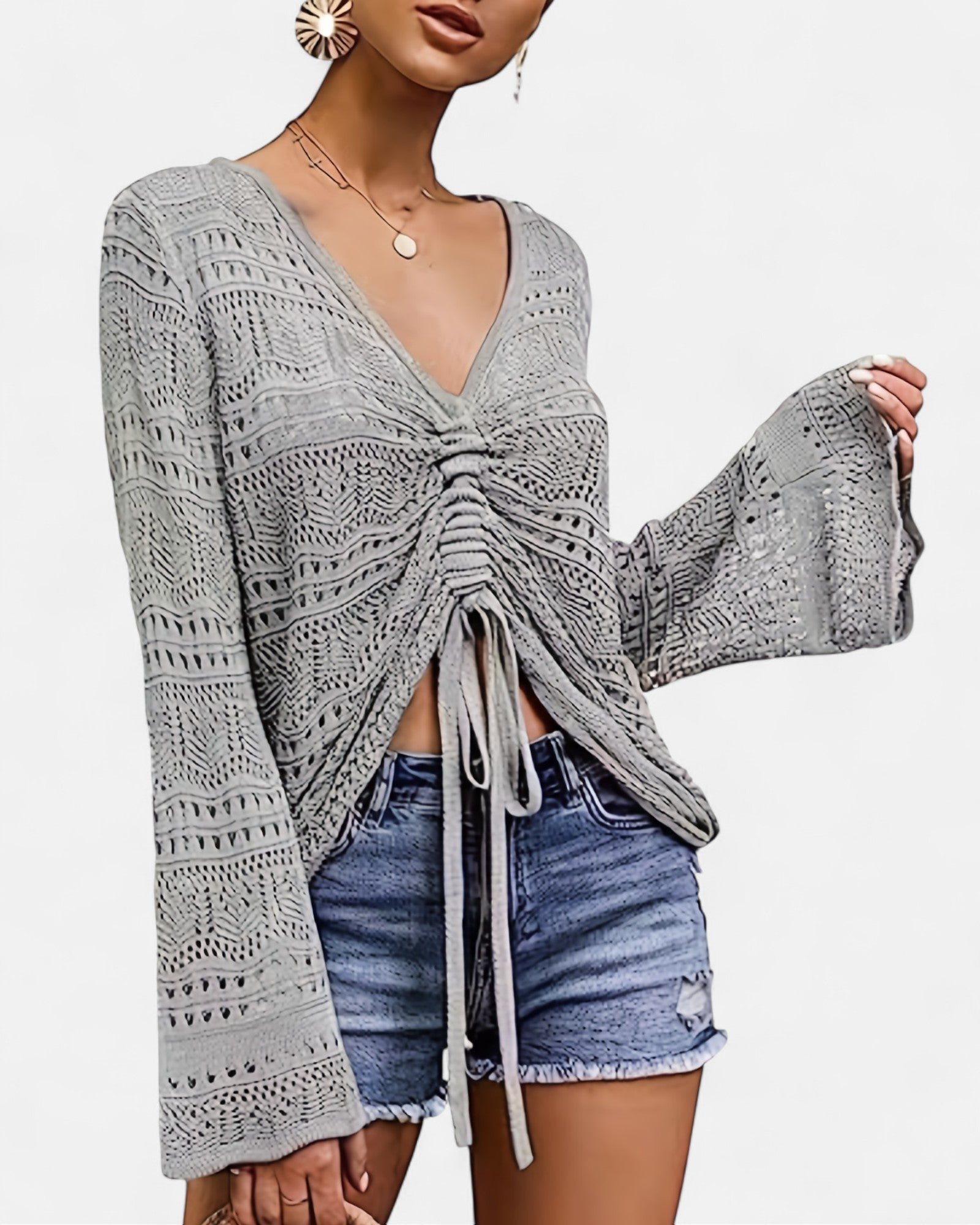 Elena – Lightweight Boho V - Neck Shirt with Flared Sleeves - Shirt - Boho Style