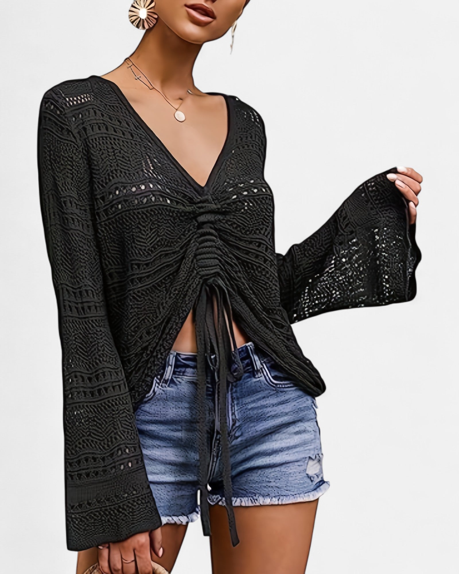 Elena – Lightweight Boho V - Neck Shirt with Flared Sleeves - Shirt - Boho Style