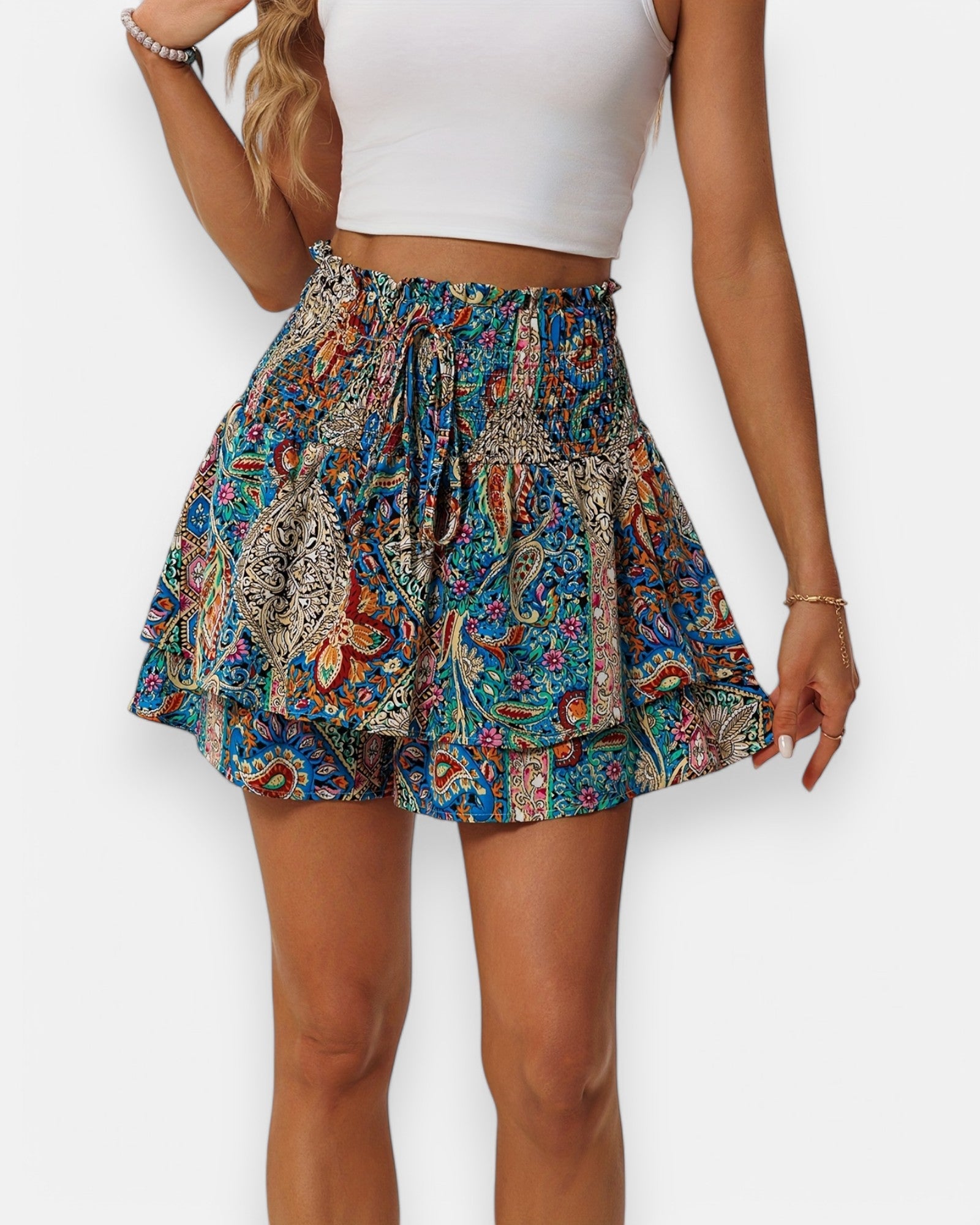 Ella – Boho Floral Ruffle Shorts - Short - Boho Style