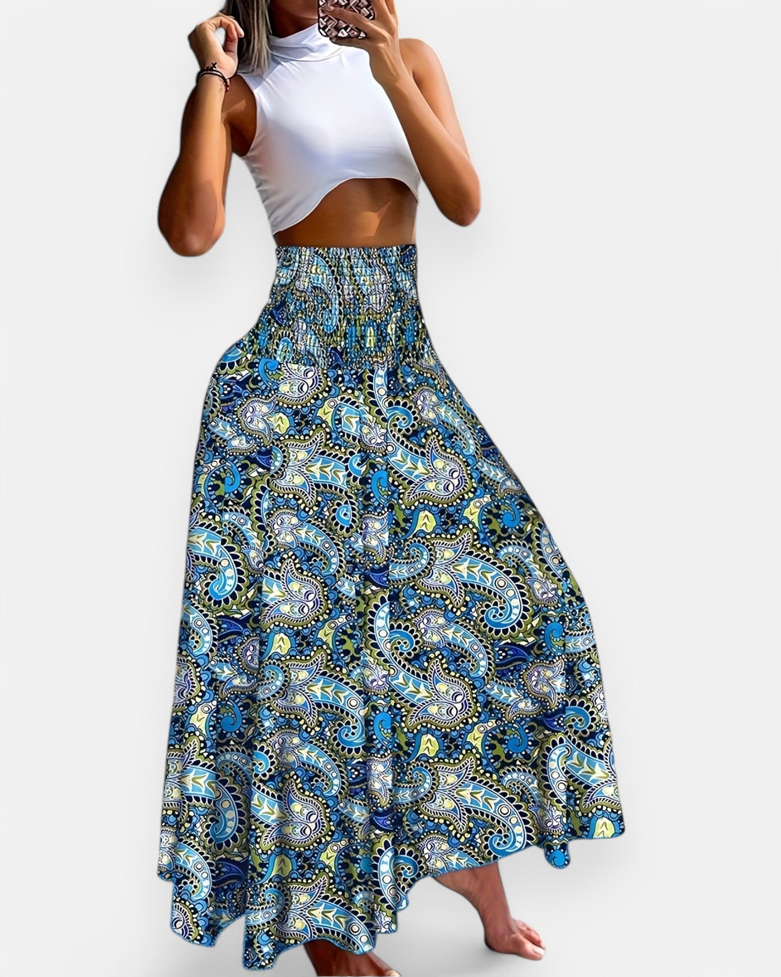 Ella – Boho Floral Wide Leg Trousers - Skirt - Boho Style