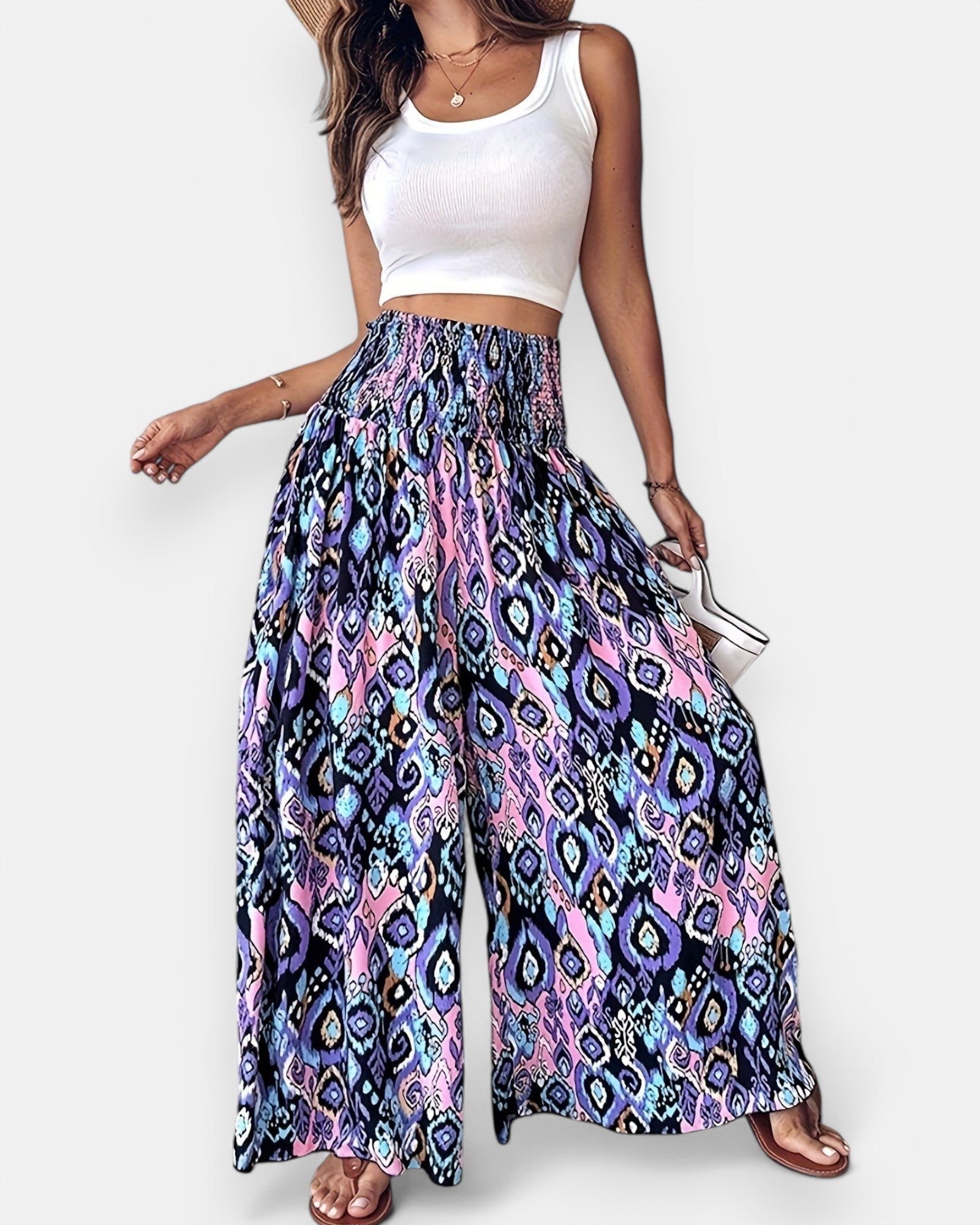 Ella – Boho Floral Wide Leg Trousers - Skirt - Boho Style