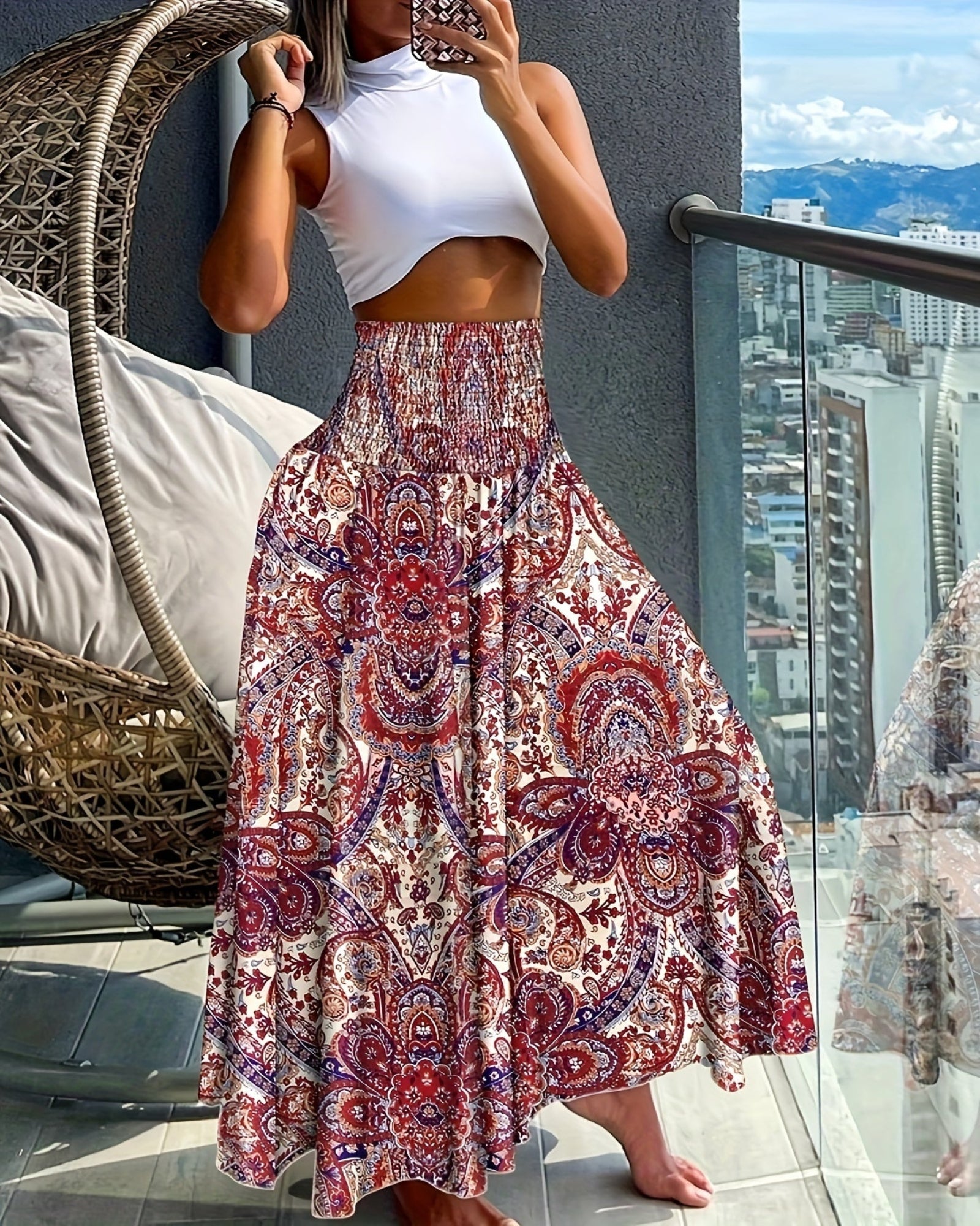 Ella – Boho Floral Wide Leg Trousers - Skirt - Boho Style