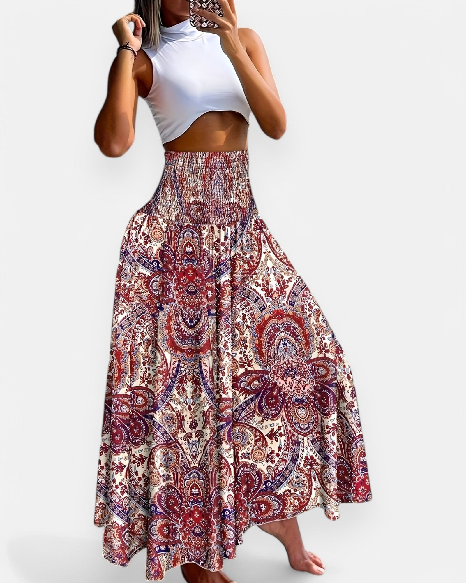 Ella – Boho Floral Wide Leg Trousers - Skirt - Boho Style