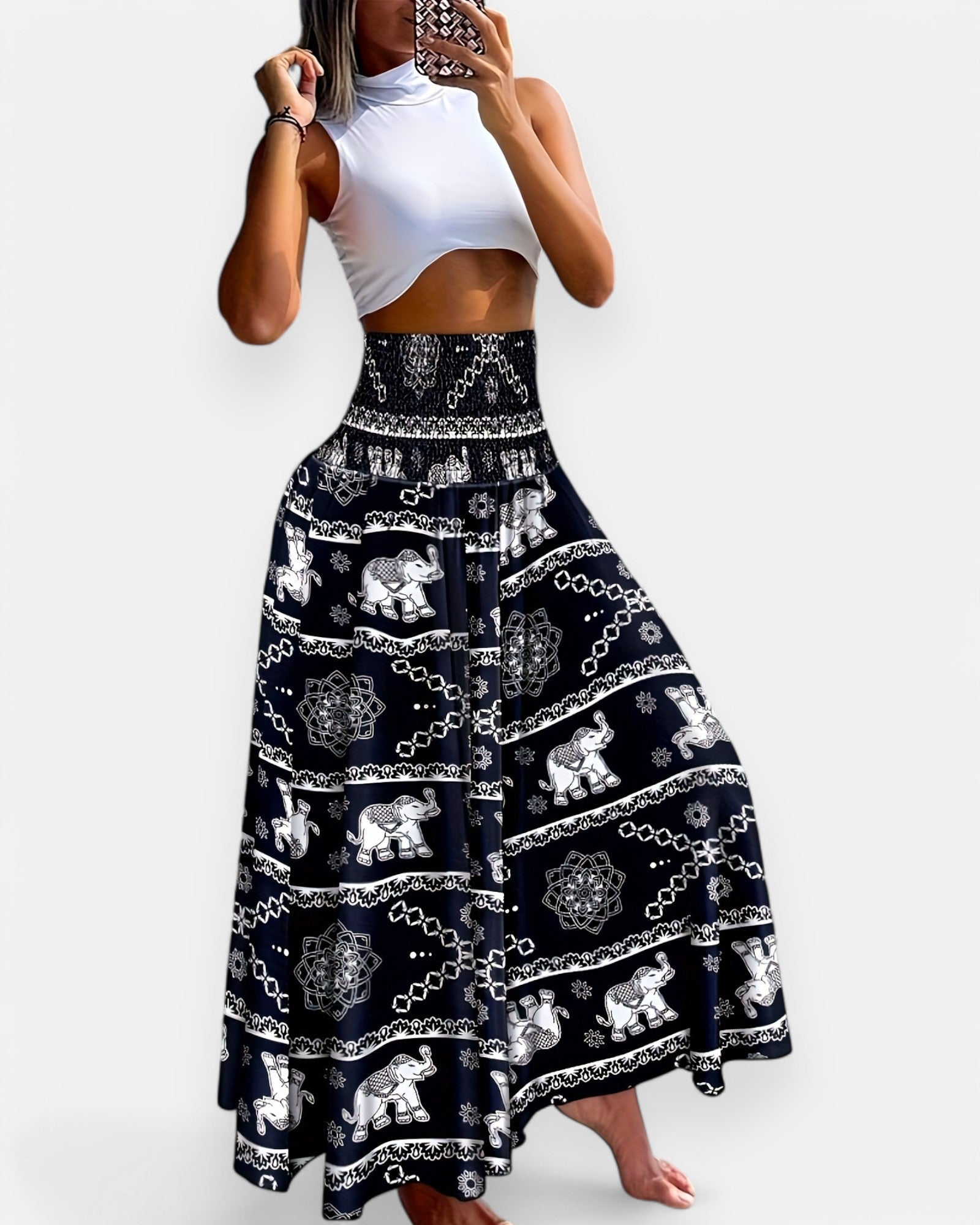 Ella – Boho Floral Wide Leg Trousers - Skirt - Boho Style