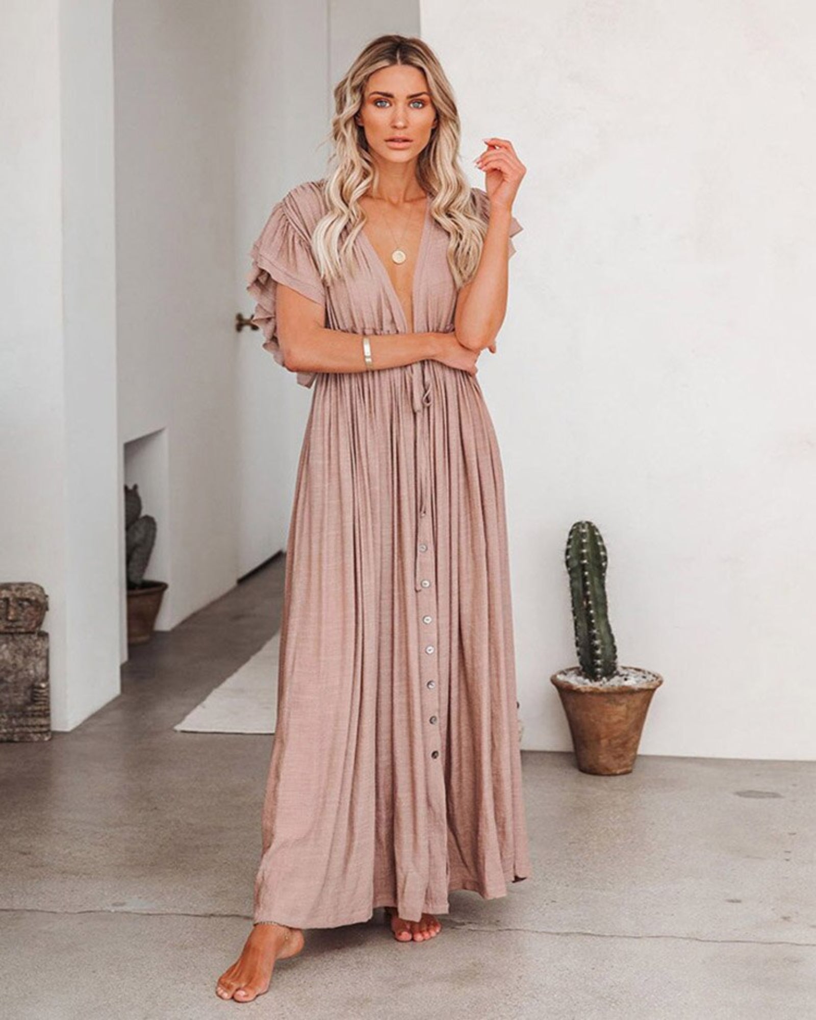 Ella – Flowing Cotton Boho Maxi Dress - Dress - Boho Style