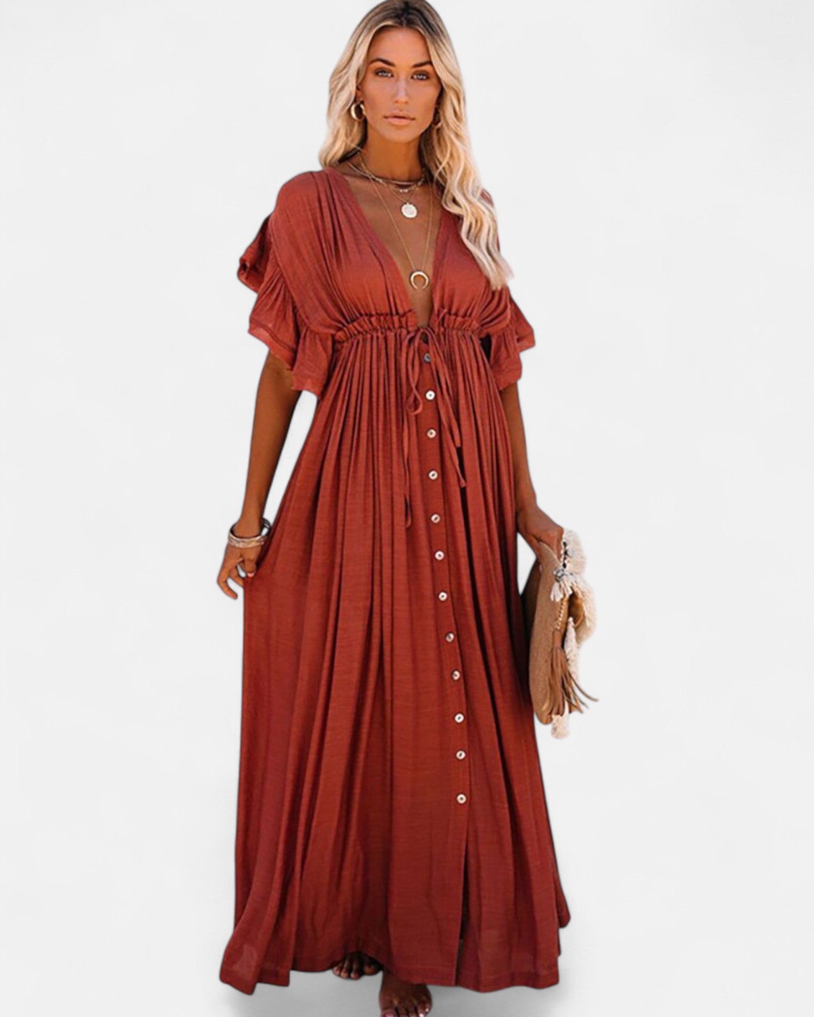 Ella – Flowing Cotton Boho Maxi Dress - Dress - Boho Style