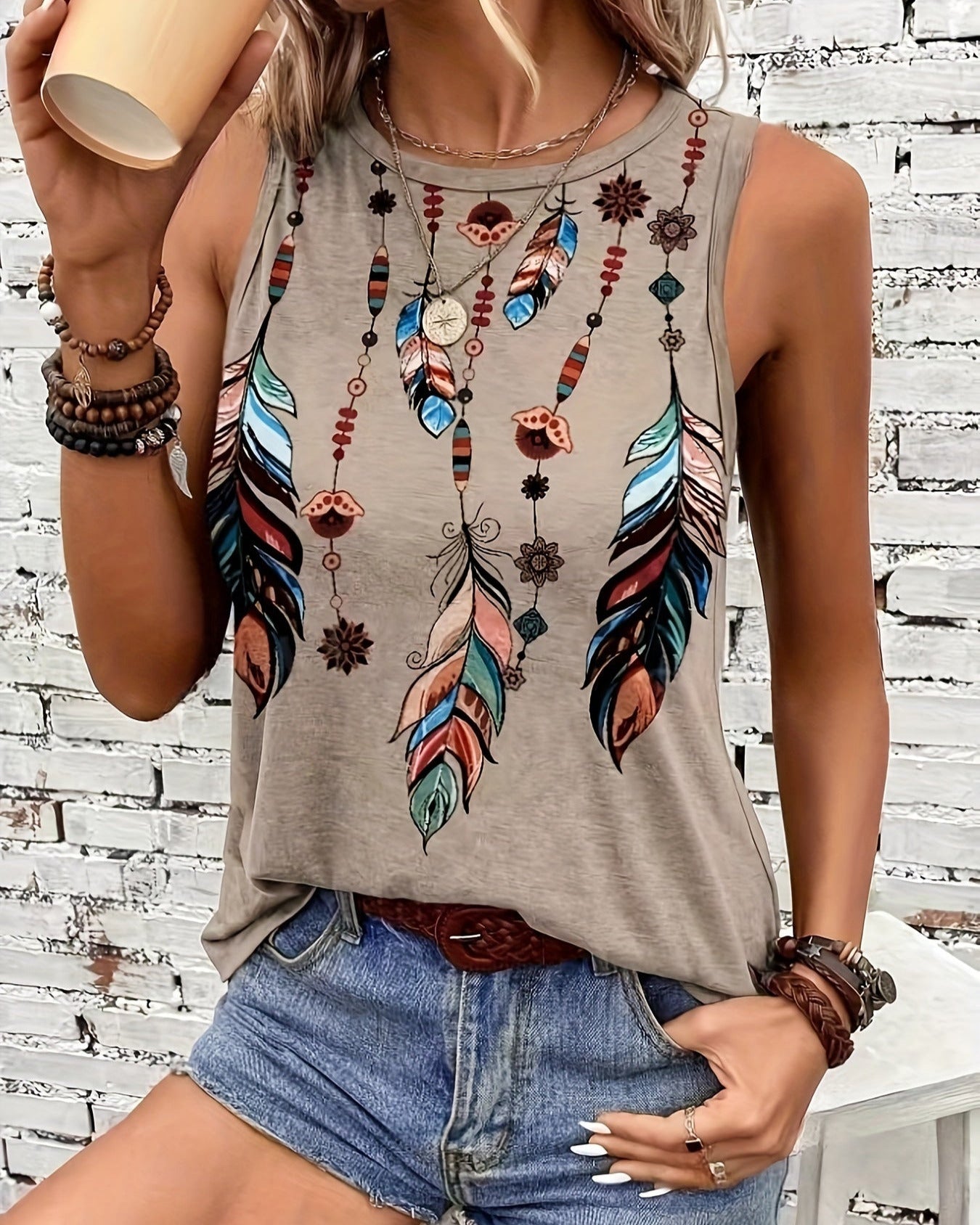 Ella – Lightweight Boho Print Tank Top for Effortless Style - Tank Top - Boho Style