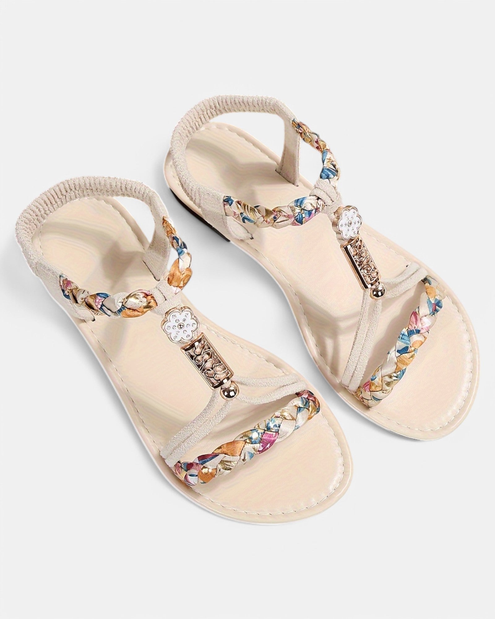 Ellie – Boho Braided Sandals with Elastic Straps - Sandals - Boho Style