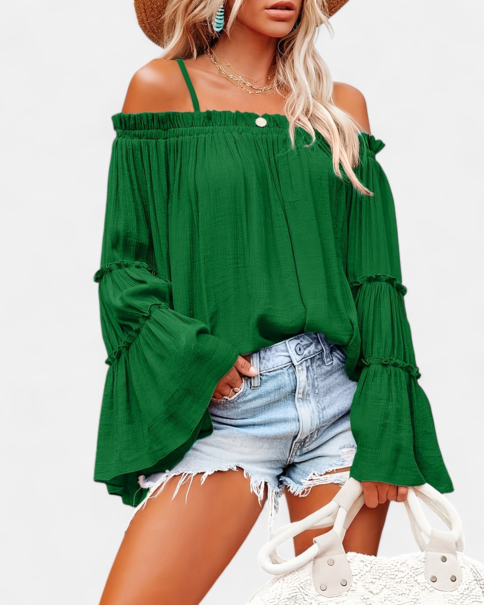 Ellie – Boho Off - Shoulder Ruffle Blouse - Blouse - Boho Style