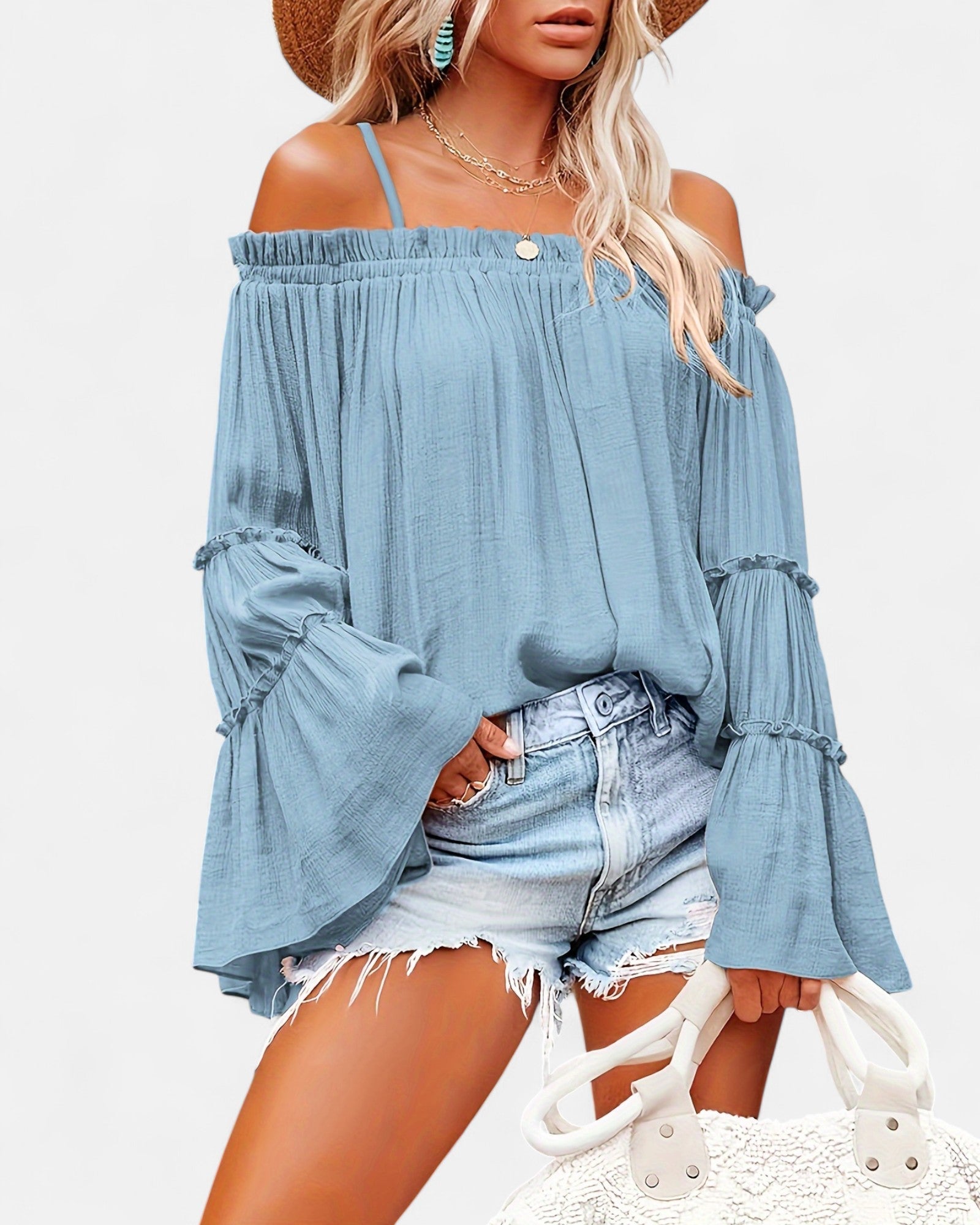 Ellie – Boho Off - Shoulder Ruffle Blouse - Blouse - Boho Style