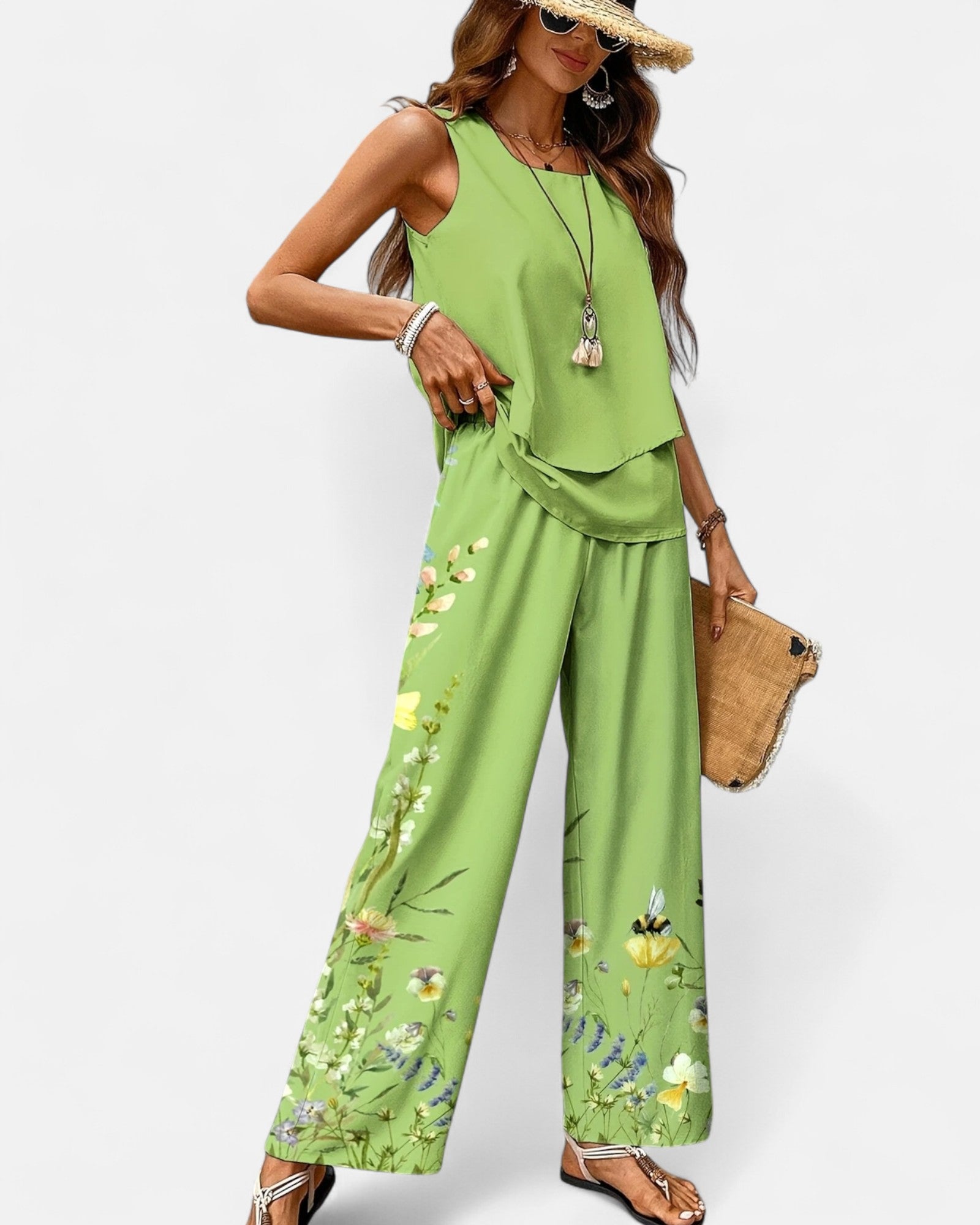 Elysia – Relaxed Boho Beach Print Two - Piece Set - Outfit Sets - Boho Style
