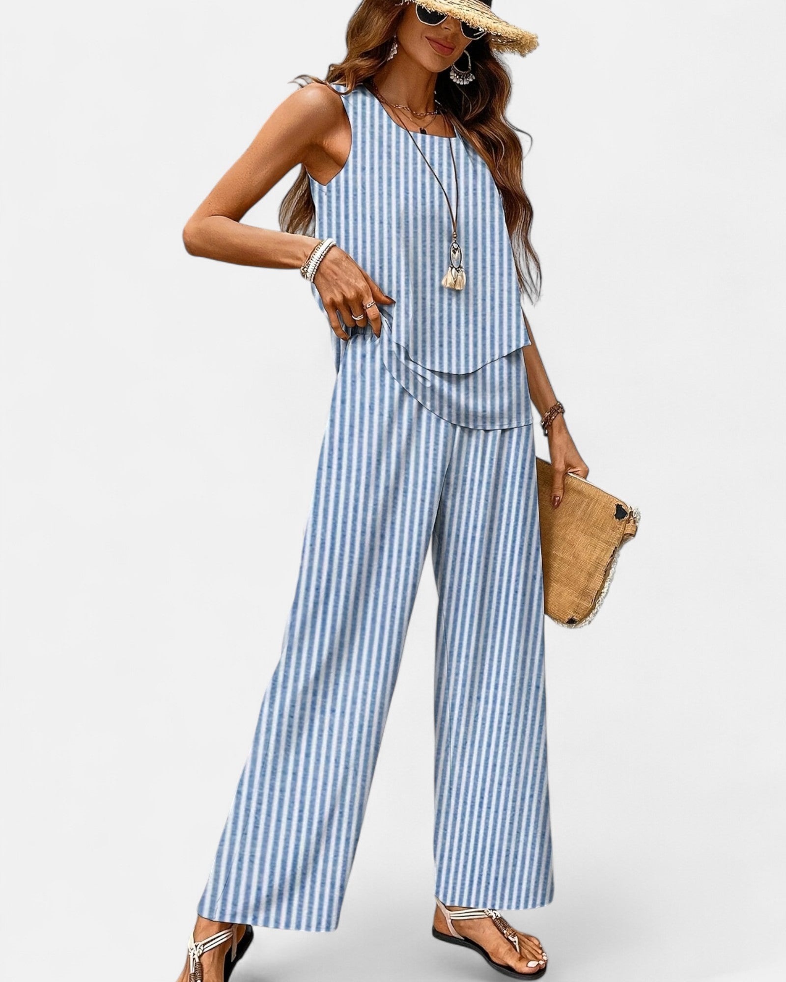Elysia – Relaxed Boho Beach Print Two - Piece Set - Outfit Sets - Boho Style