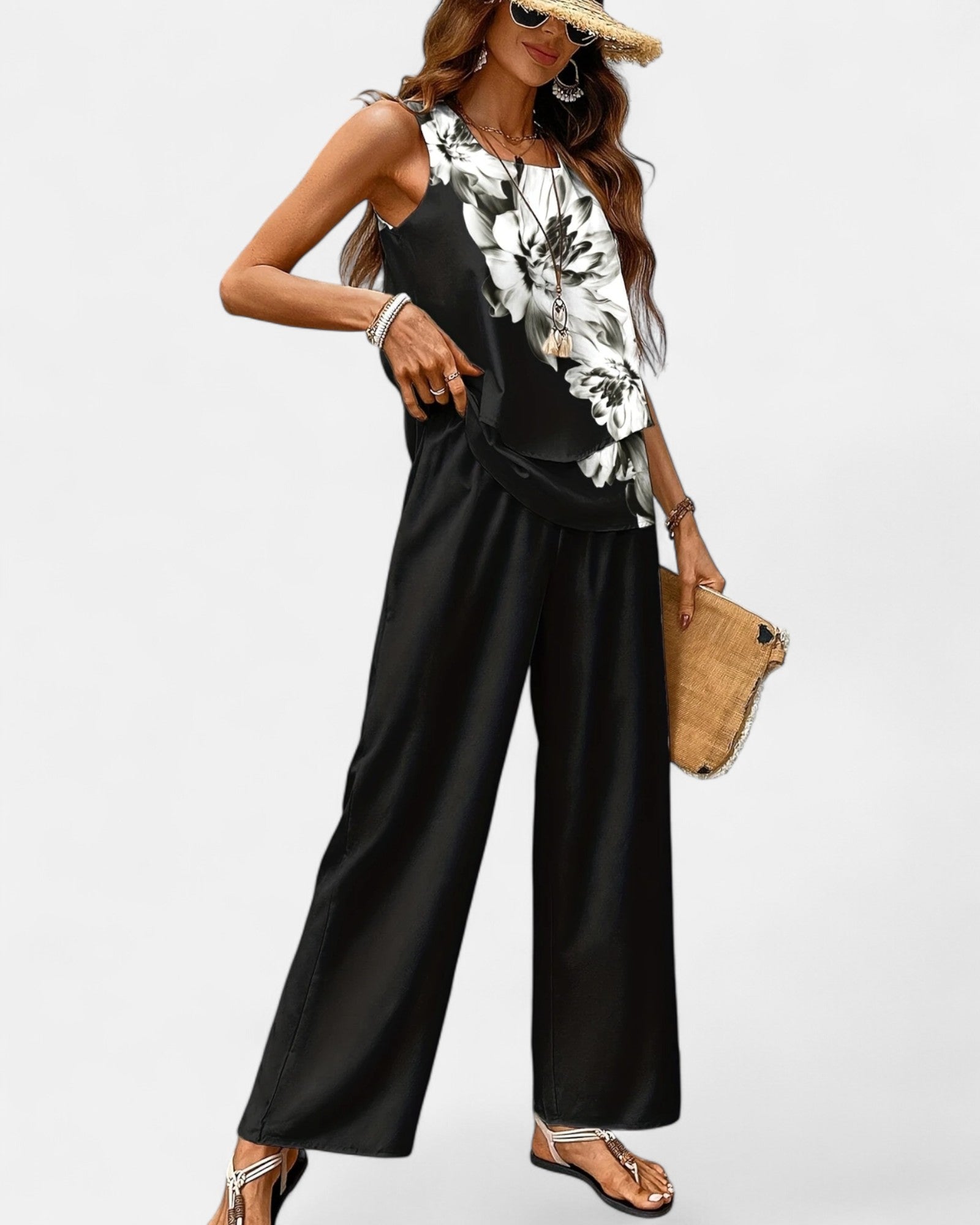 Elysia – Relaxed Boho Beach Print Two - Piece Set - Outfit Sets - Boho Style