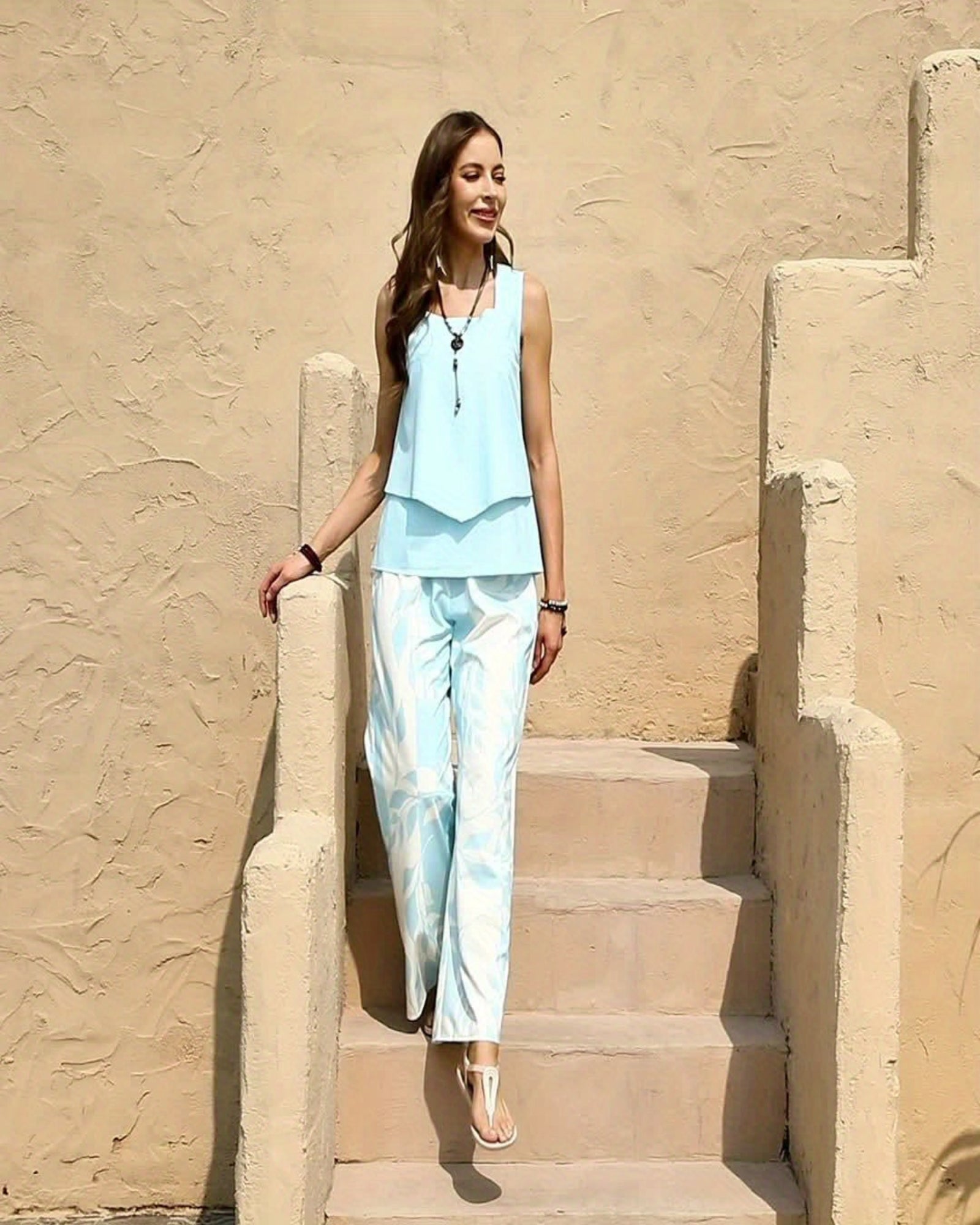 Elysia – Relaxed Boho Beach Print Two - Piece Set - Outfit Sets - Boho Style