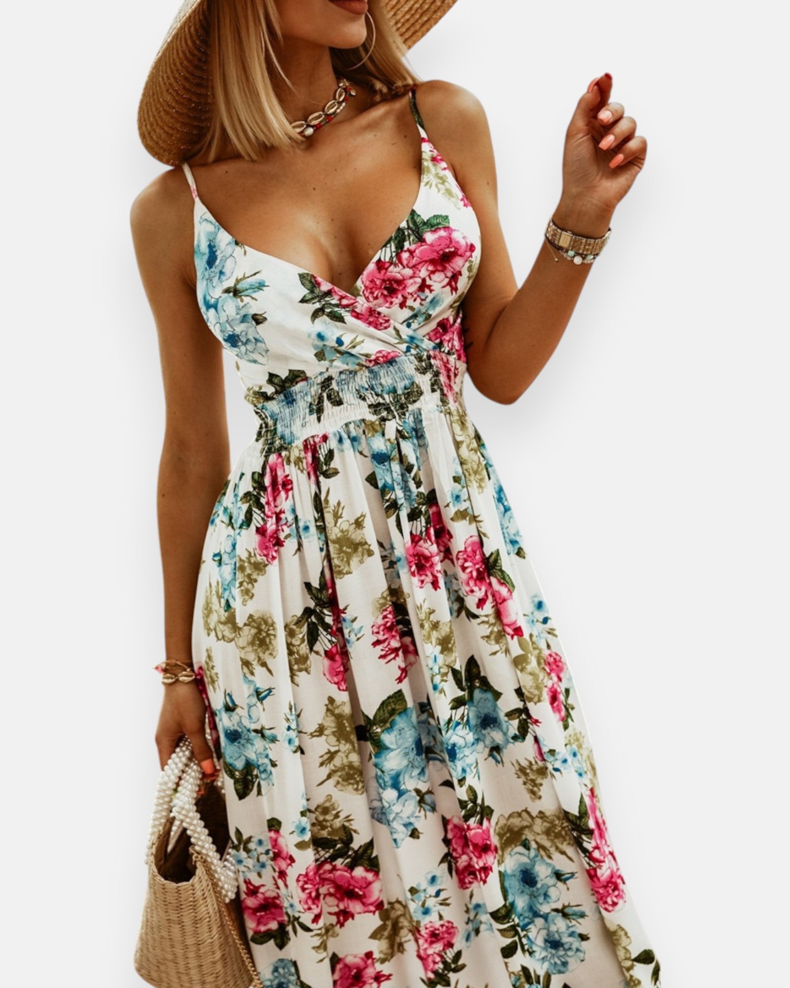 Ember – V - neck Sleeveless Boho Maxi Dress with Suspenders - Dress - Boho Style