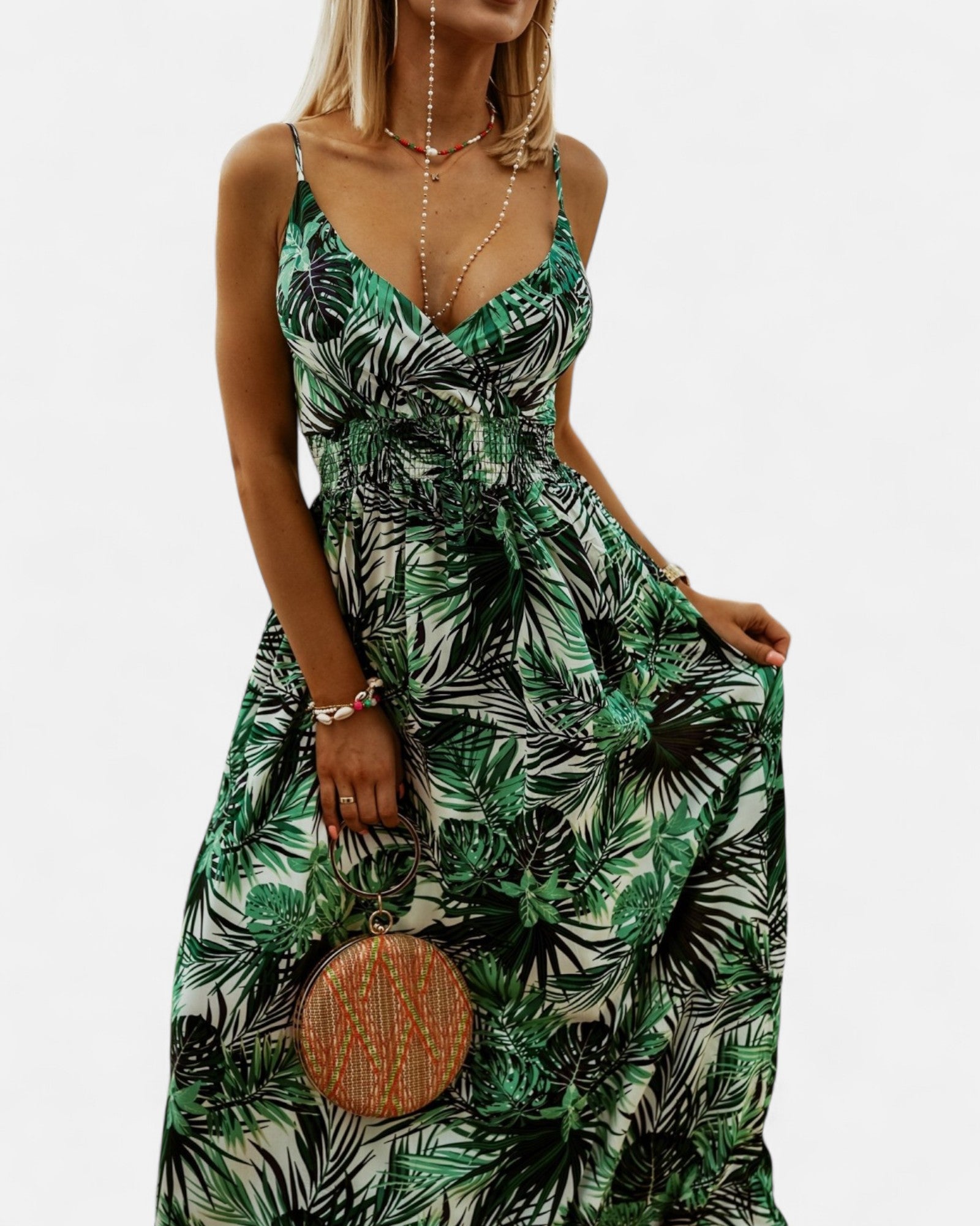 Ember – V - neck Sleeveless Boho Maxi Dress with Suspenders - Dress - Boho Style