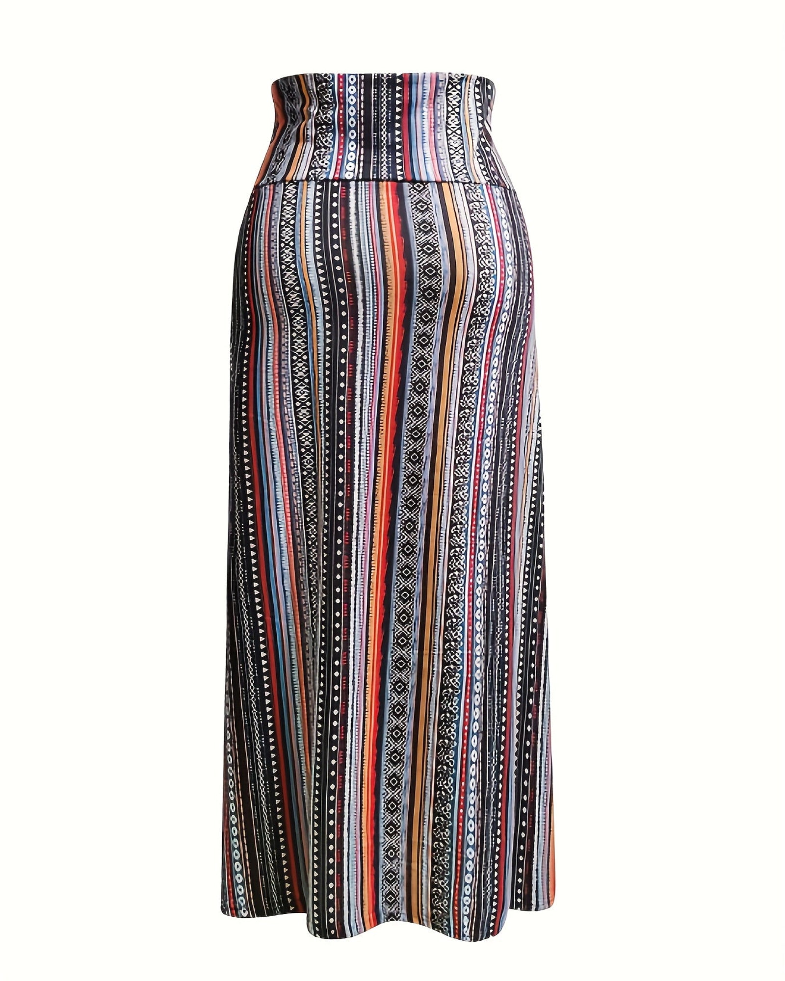 Emily – Bohemian Navy Floral High - Waist Maxi Skirt - Skirts - Boho Style