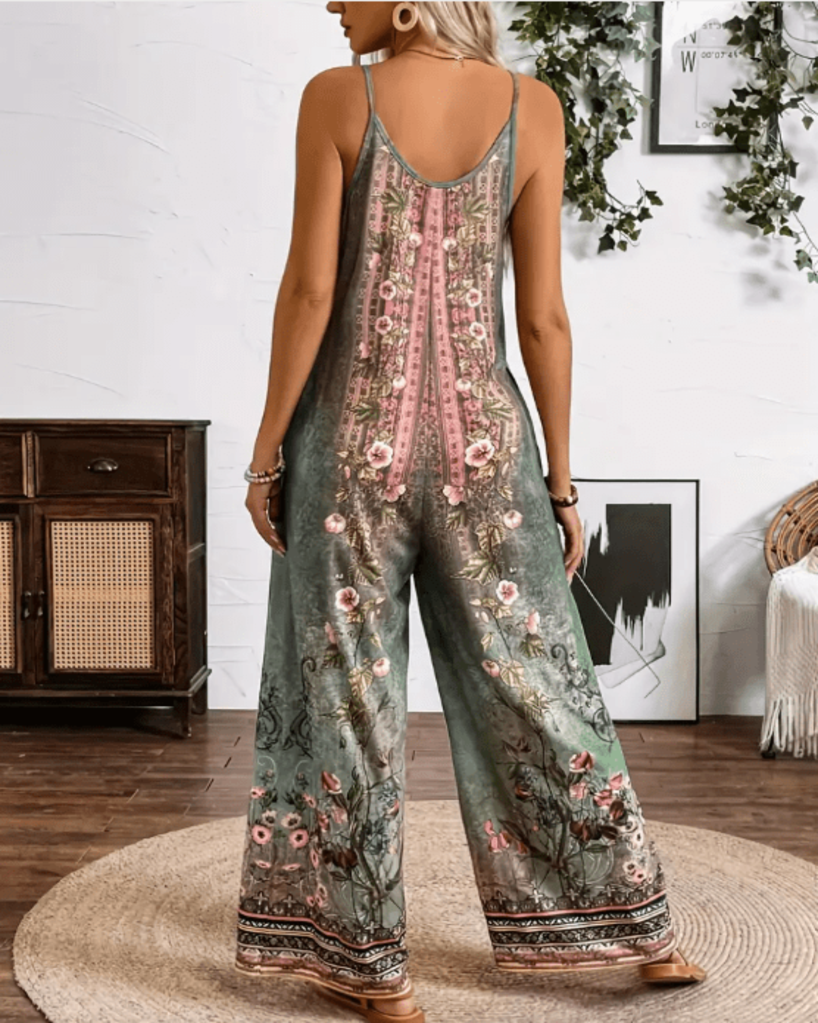Emily – Boho Floral Cami Jumpsuit with Wide Legs & Pockets - Jumpsuit - Boho Style