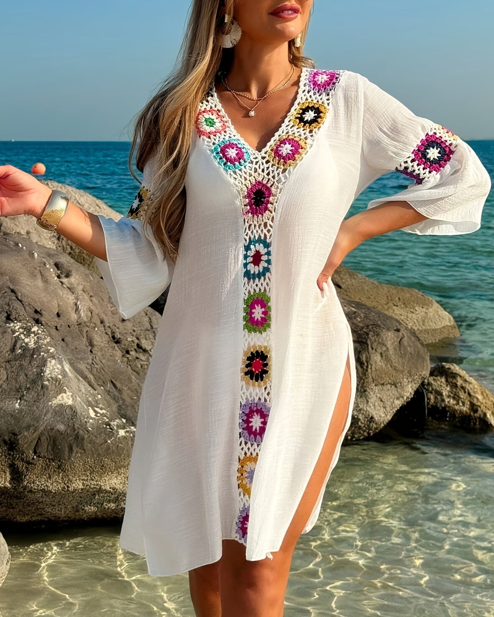 Emily – Lightweight Boho V - Neck Floral Cover - Up Dress - Cover Up - Boho Style