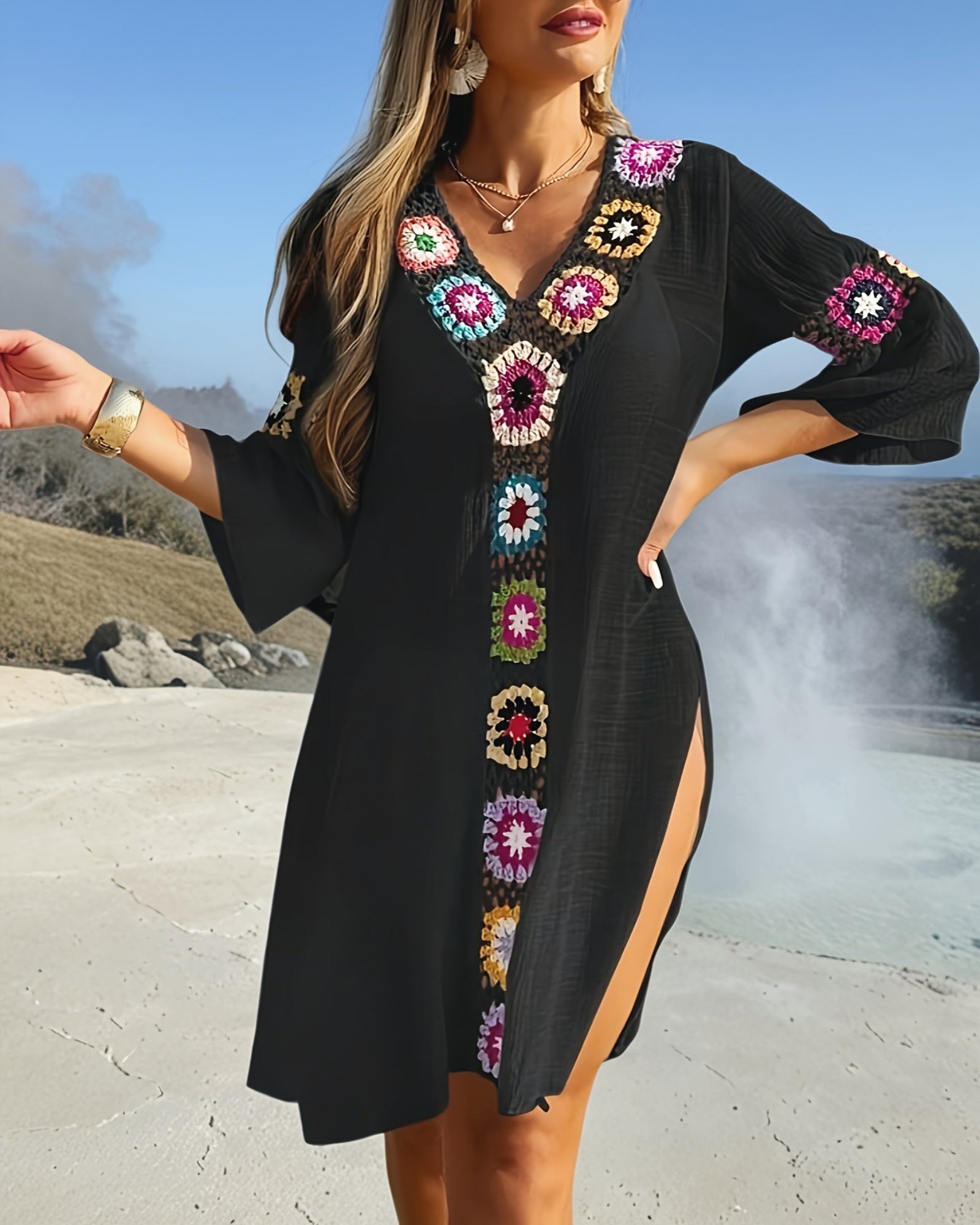 Emily – Lightweight Boho V - Neck Floral Cover - Up Dress - Cover Up - Boho Style