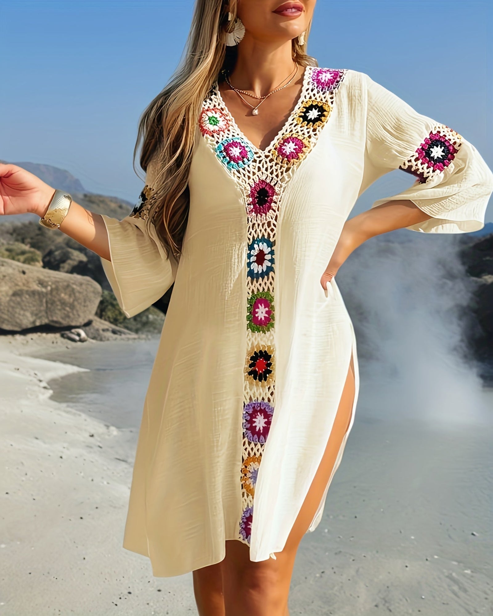 Emily – Lightweight Boho V - Neck Floral Cover - Up Dress - Cover Up - Boho Style