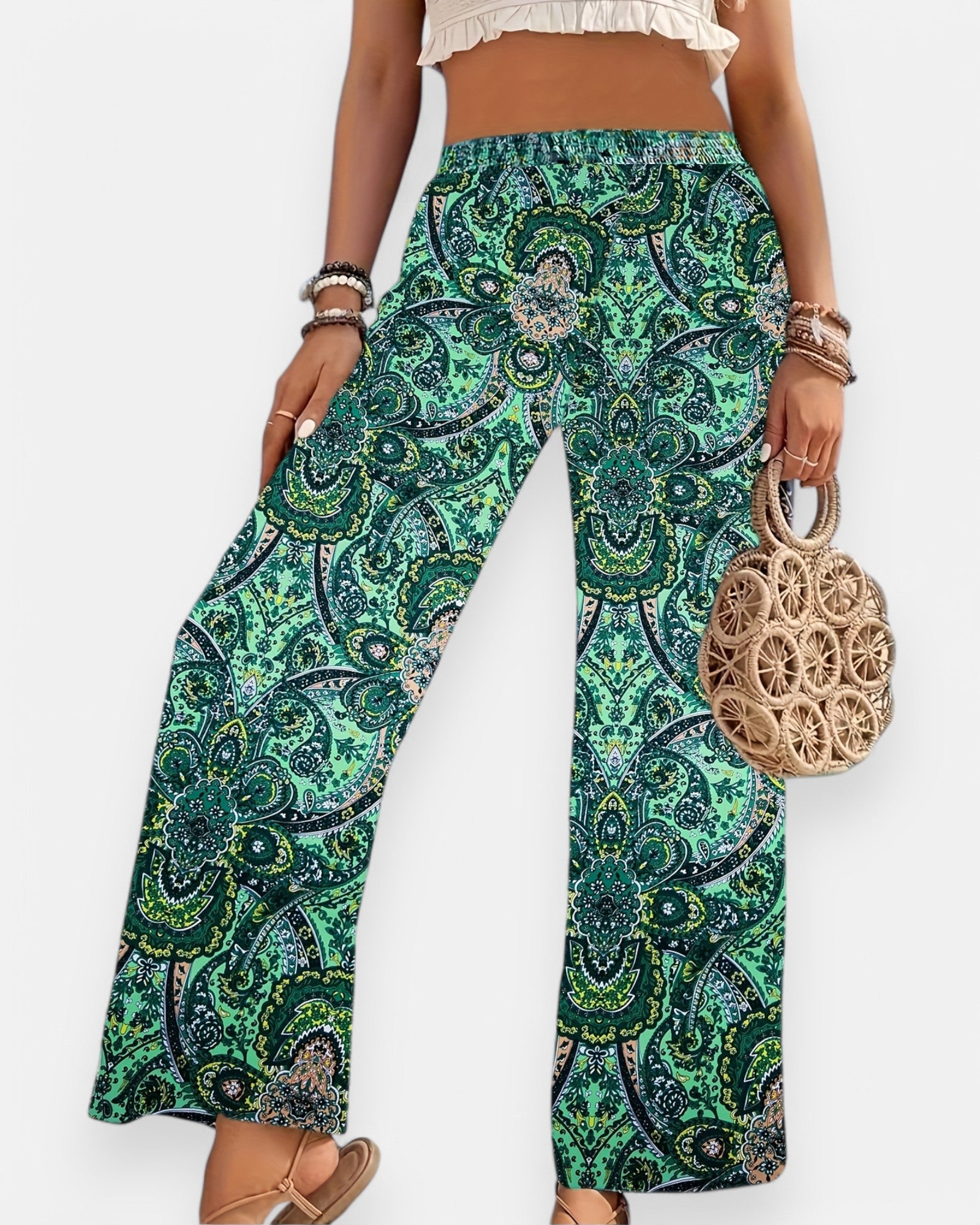 Emma – Boho Paisley Wide Leg Pants - Trouser - Boho Style