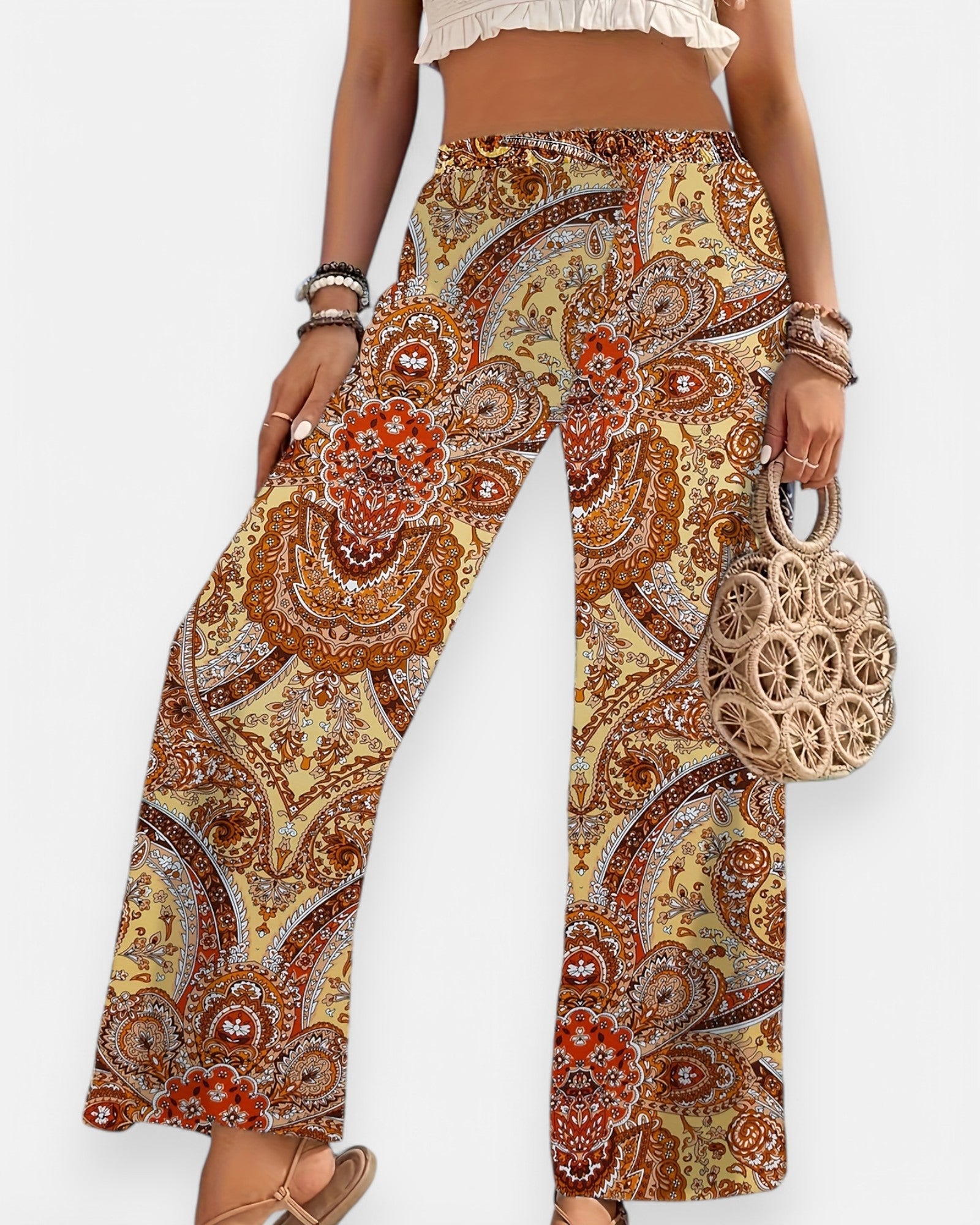 Emma – Boho Paisley Wide Leg Pants - Trouser - Boho Style