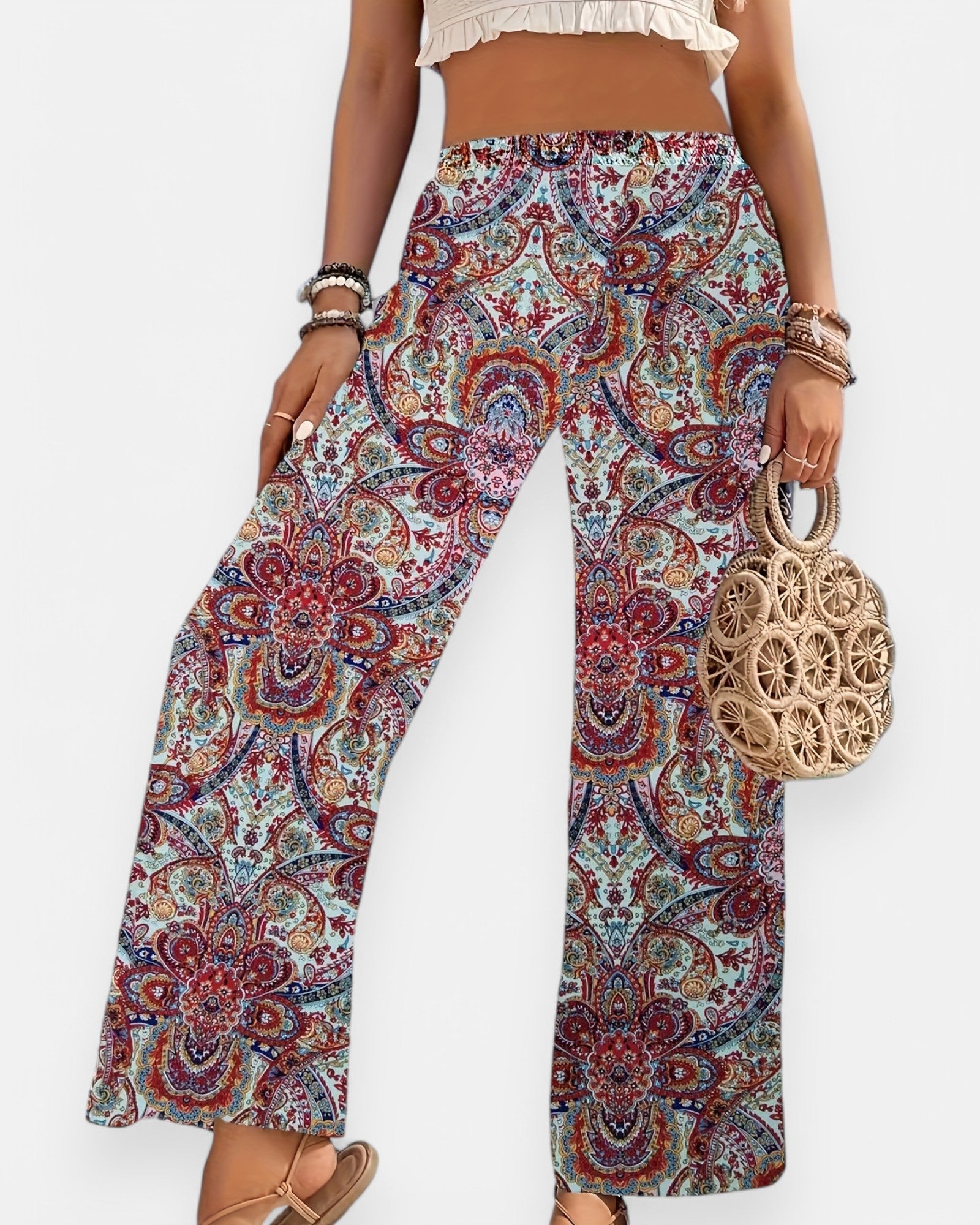 Emma – Boho Paisley Wide Leg Pants - Trouser - Boho Style