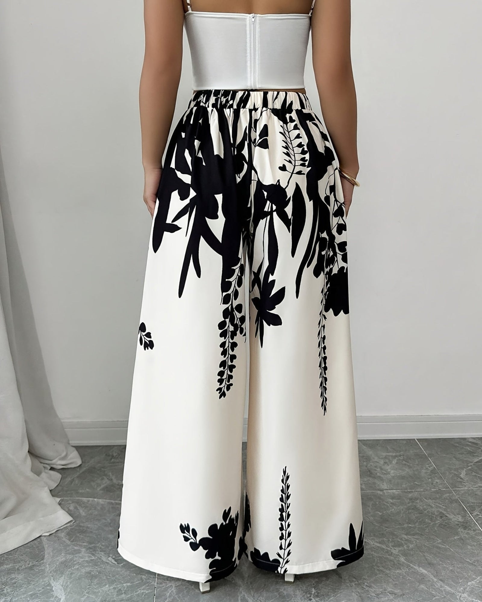 Evania – Boho Wide - Leg Geometric Trousers - Trouser - Boho Style