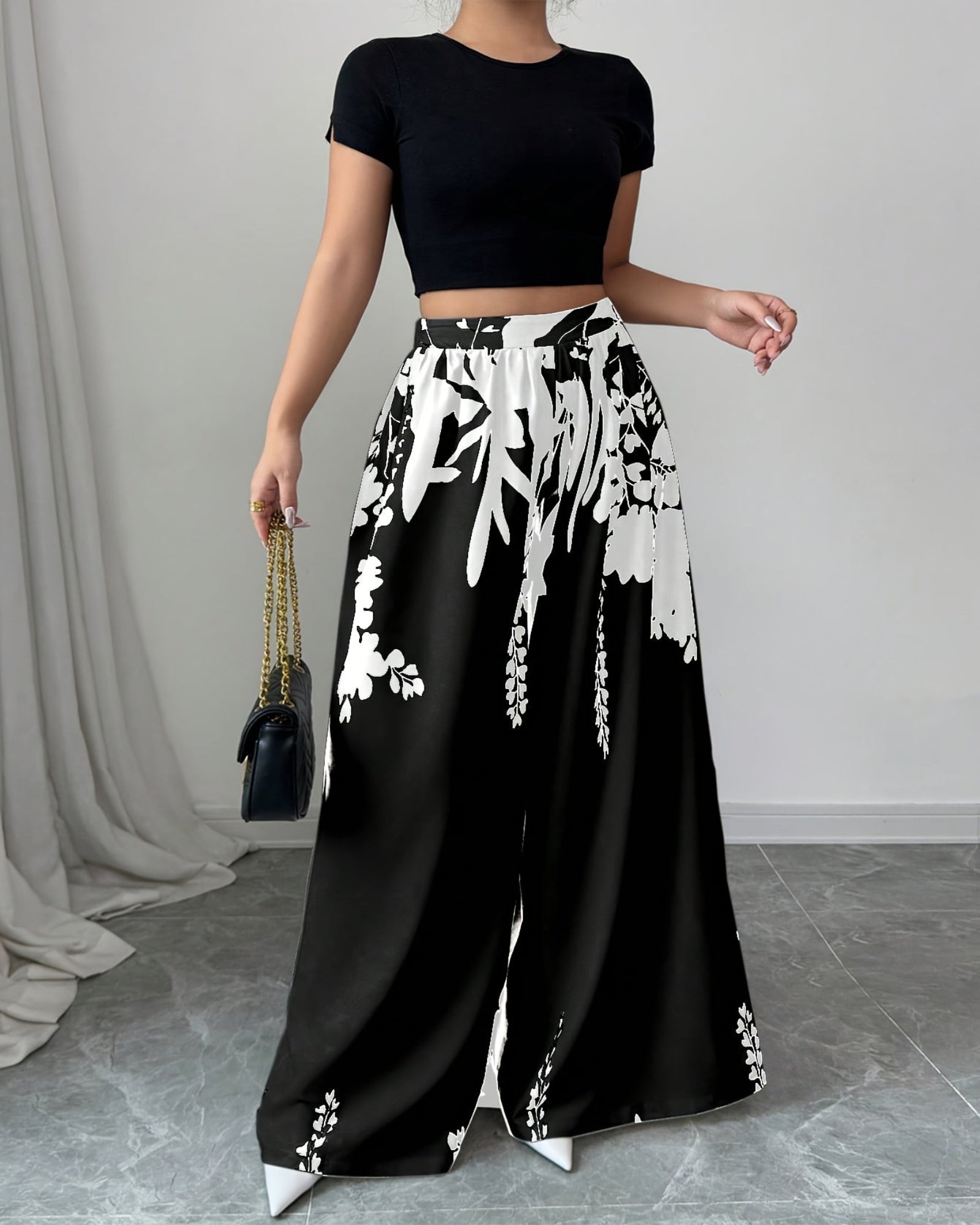 Evania – Boho Wide - Leg Geometric Trousers - Trouser - Boho Style